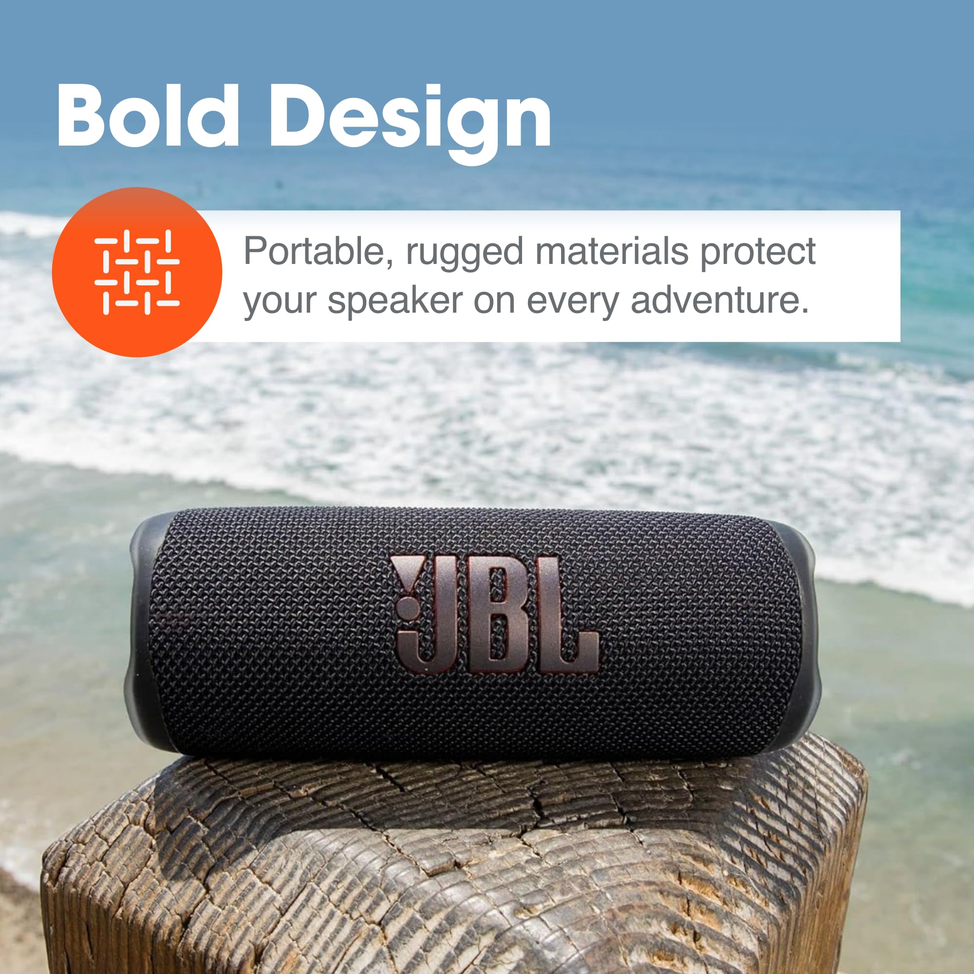 JBL Flip 6 (Red) + Bundle with Case Logic Braided USB Type-C Charge & Sync (6 feet, Gray)