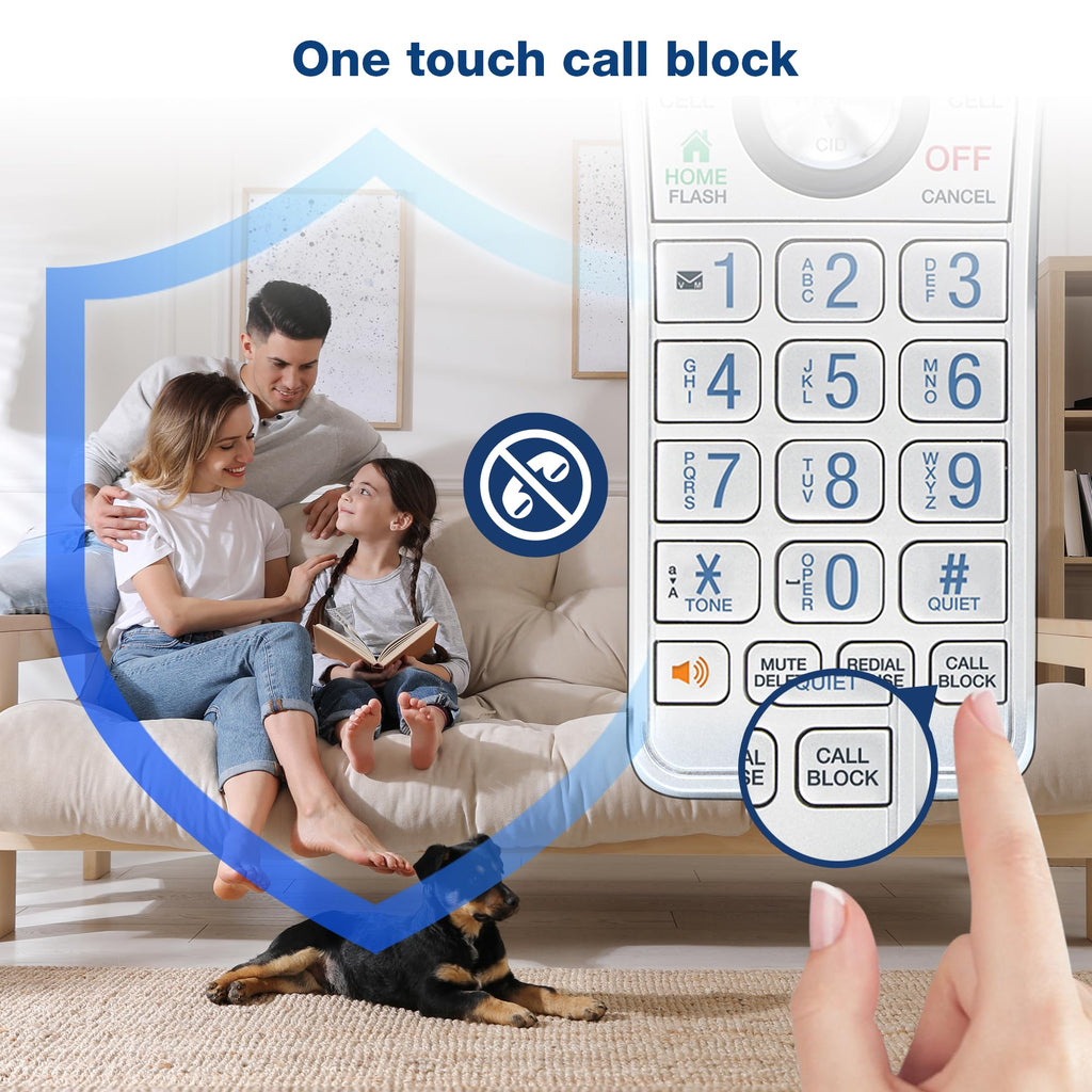 VTech IS8151 Super Long Range DECT 6.0 Cordless Phone for Home with Answering Machine, 2300 ft Range, Call Blocking, Bluetooth, Headset Jack, Power Backup, Intercom, Expandable to 12 HS