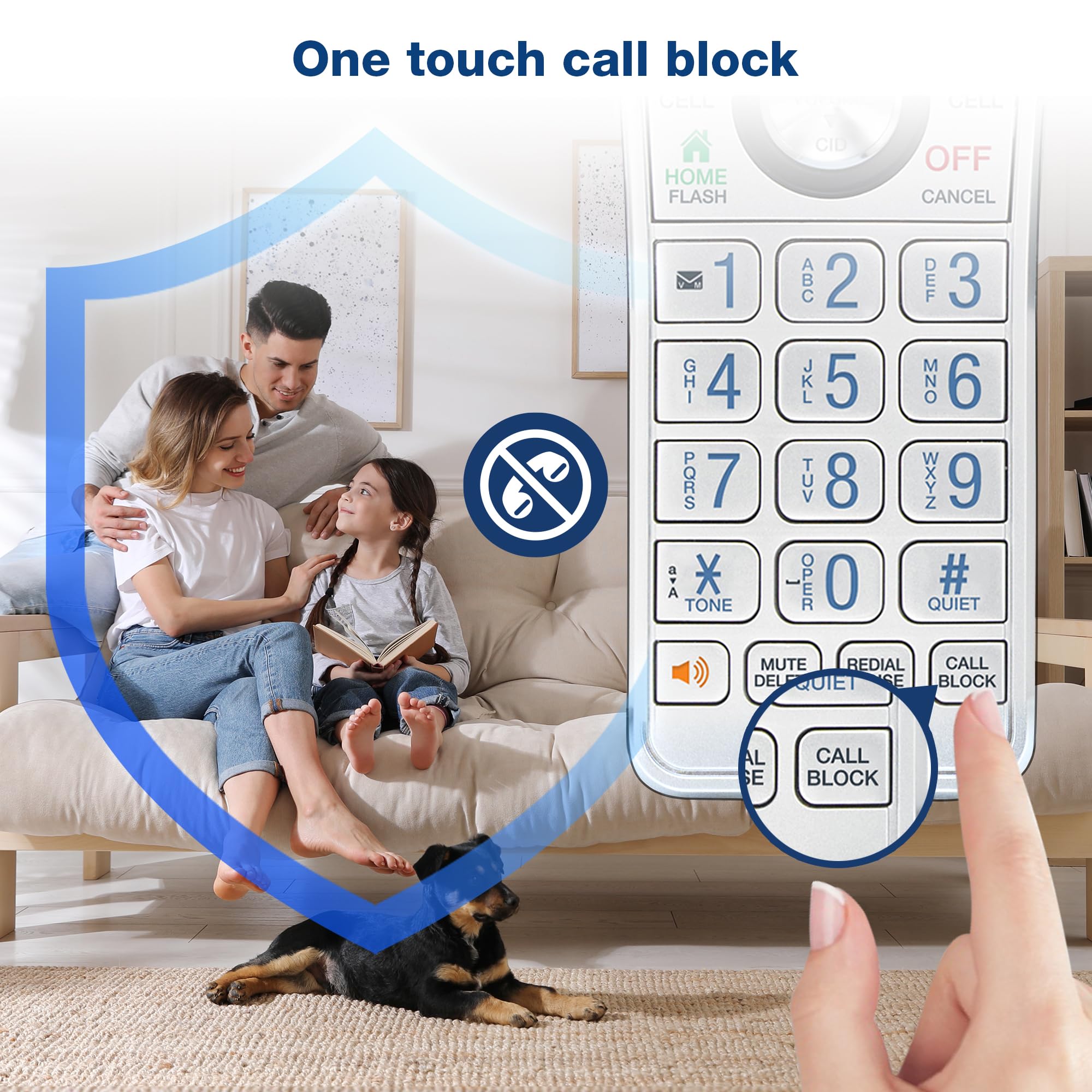 VTech IS8151 Super Long Range DECT 6.0 Cordless Phone for Home with Answering Machine, 2300 ft Range, Call Blocking, Bluetooth, Headset Jack, Power Backup, Intercom, Expandable to 12 HS