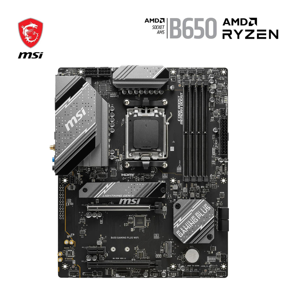 MSI B650 GAMING PLUS WIFI Motherboard, ATX - Supports AMD Ryzen 9000/8000 / 7000 Series Processors, AM5-14+2 Duet Rail VRM, DDR5 Memory Boost 6400+MHz/OC, 2 x PCIe 4.0 x16, 2 x M.2 Gen4, Wi-Fi 6E