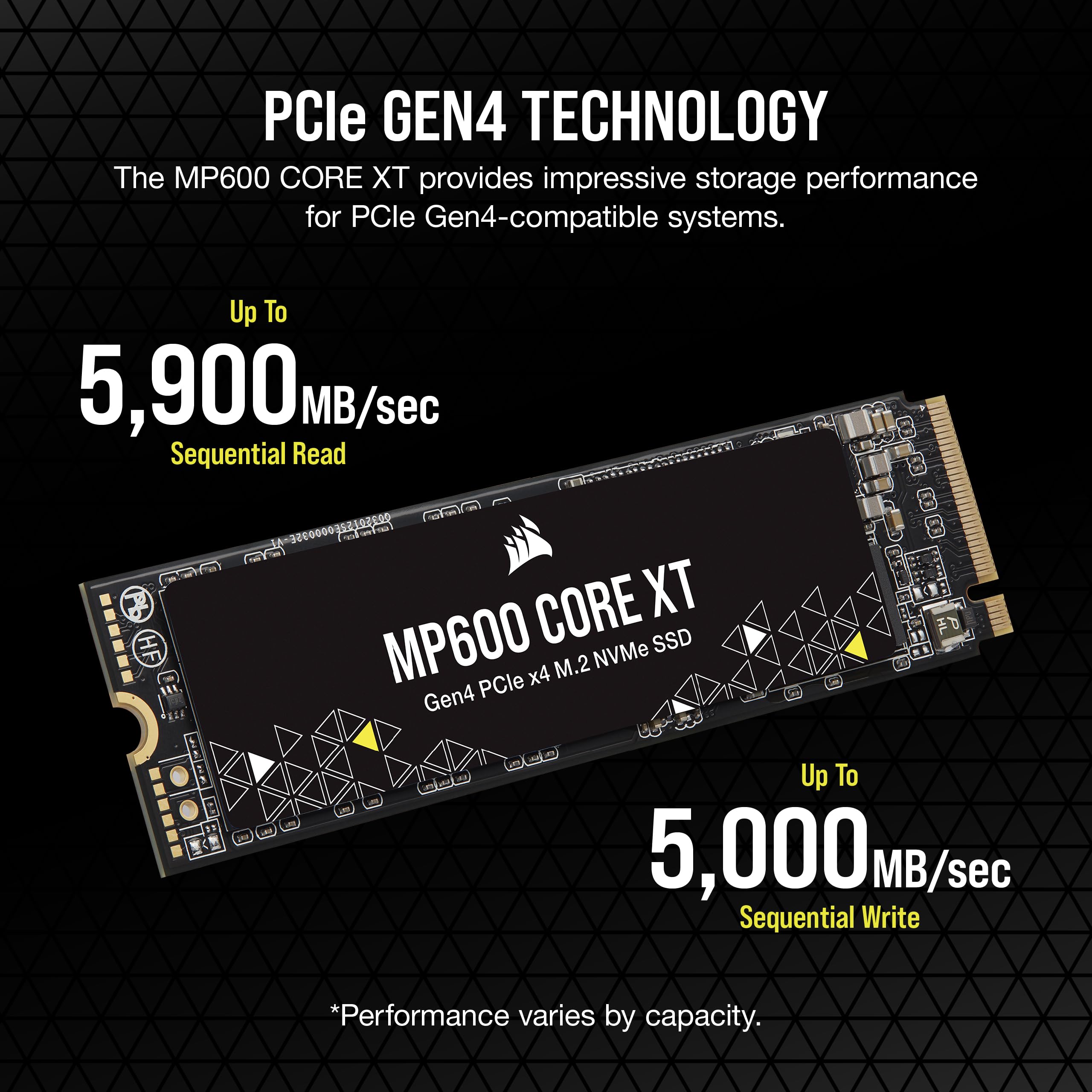 Corsair MP600 CORE XT 2TB M.2 PCIe Gen4 NVMe SSD – Up to 5900MB/s – QLC NAND – M.2 2280 – For PCIe 4.0 Notebooks and Desktops – Black