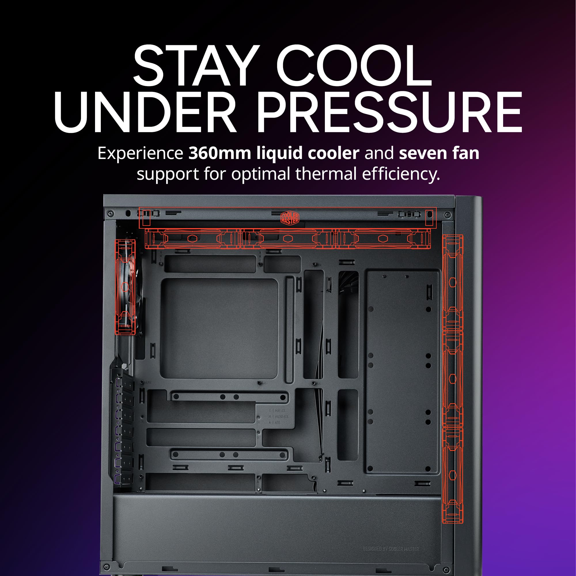 Cooler Master Elite 502 Lite ATX High Airflow Minimalist PC Case, 410mm GPU Max, Compatible RTX 5090|RX 7090 XT, 360mm AIO Max, Type C, Tempered Glass, 120mm PWM Fan, Intakes Grill