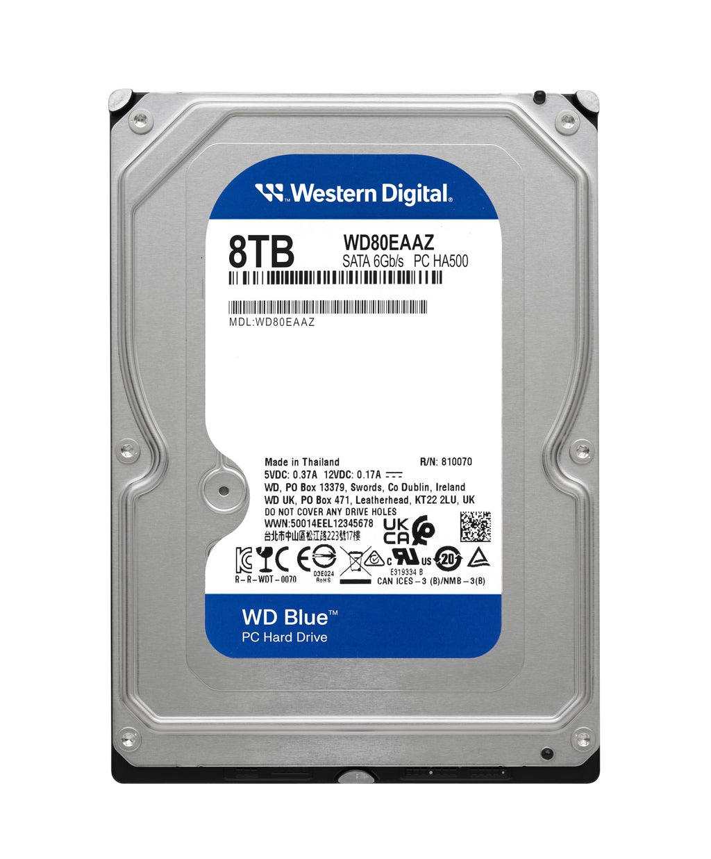 WD Blue 8TB 3.5" Internal Hard Drive - 5400 RPM Class, SATA 6 Gb/s, 256MB Cache, 2 Year Warranty