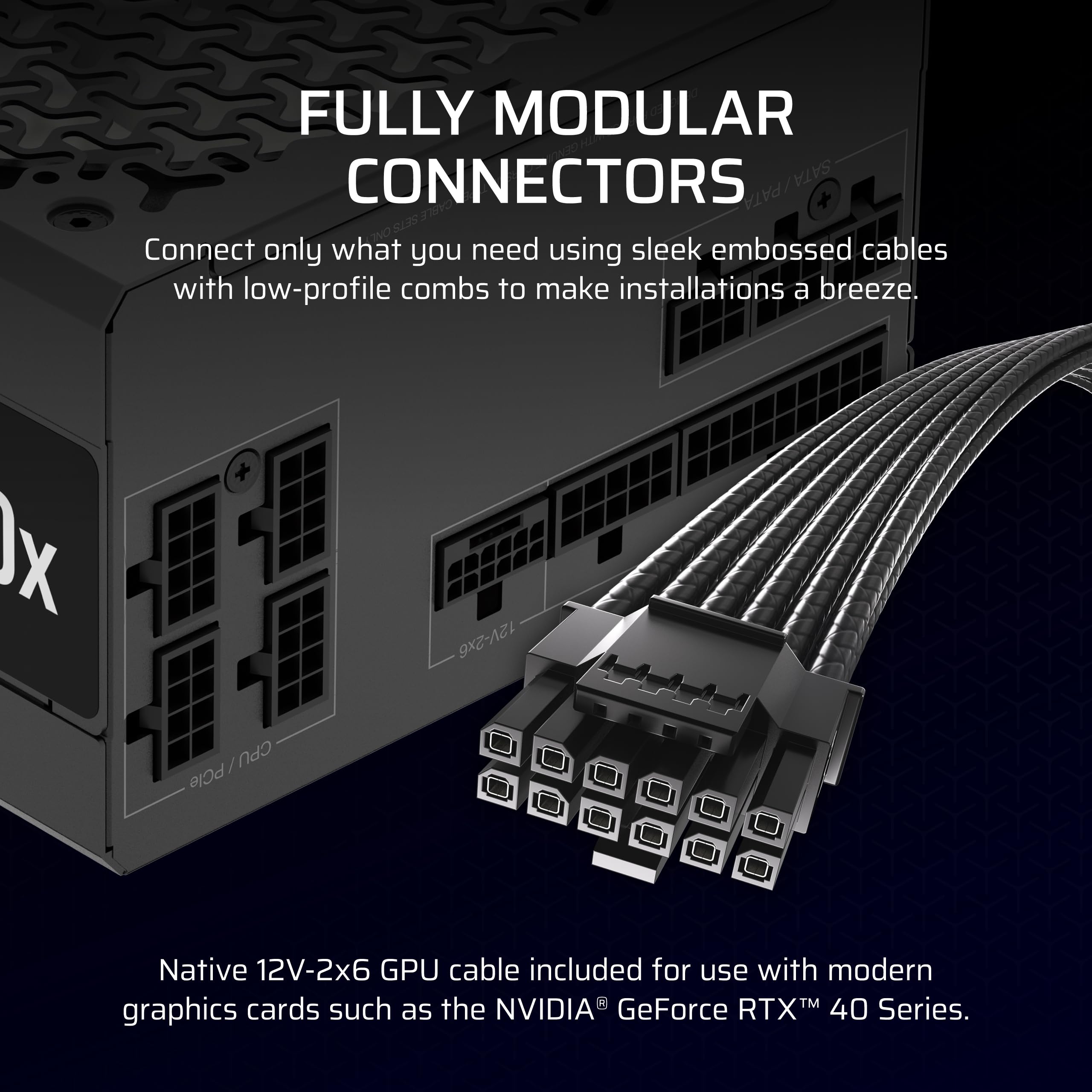 Corsair RM750x ATX 3.1 PCIe 5.1 Ready Fully Modular 750W Power Supply � Low-Noise, Cybenetics Gold Efficiency, Native 12V-2x6 Connector � Black