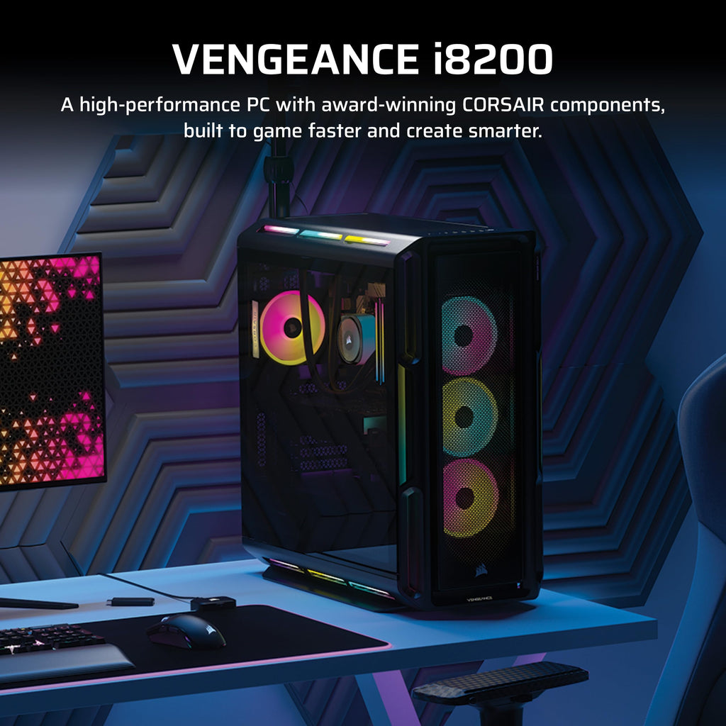 Corsair Vengeance i8200 Gaming PC – Liquid Cooled Intel® Core™ i9 14900KF CPU – NVIDIA GeForce RTX 5080 GPU – 64GB Dominator Titanium RGB DDR5 Memory – 2TB+2TB M.2 SSD – Black