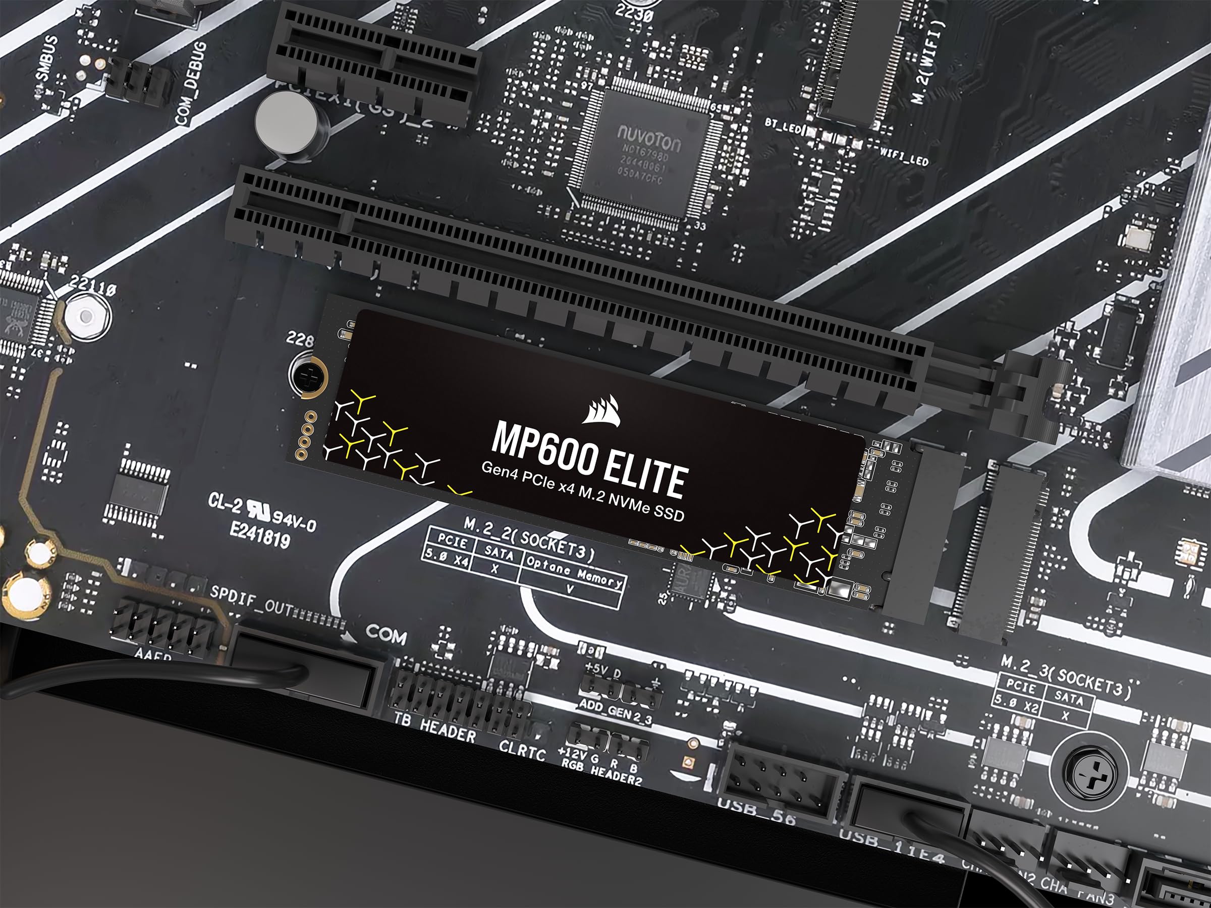 Corsair MP600 ELITE 1TB M.2 PCIe Gen4 x4 NVMe SSD – M.2 2280 – Up to 7,000MB/sec Sequential Read – High-Density 3D TLC NAND – Black