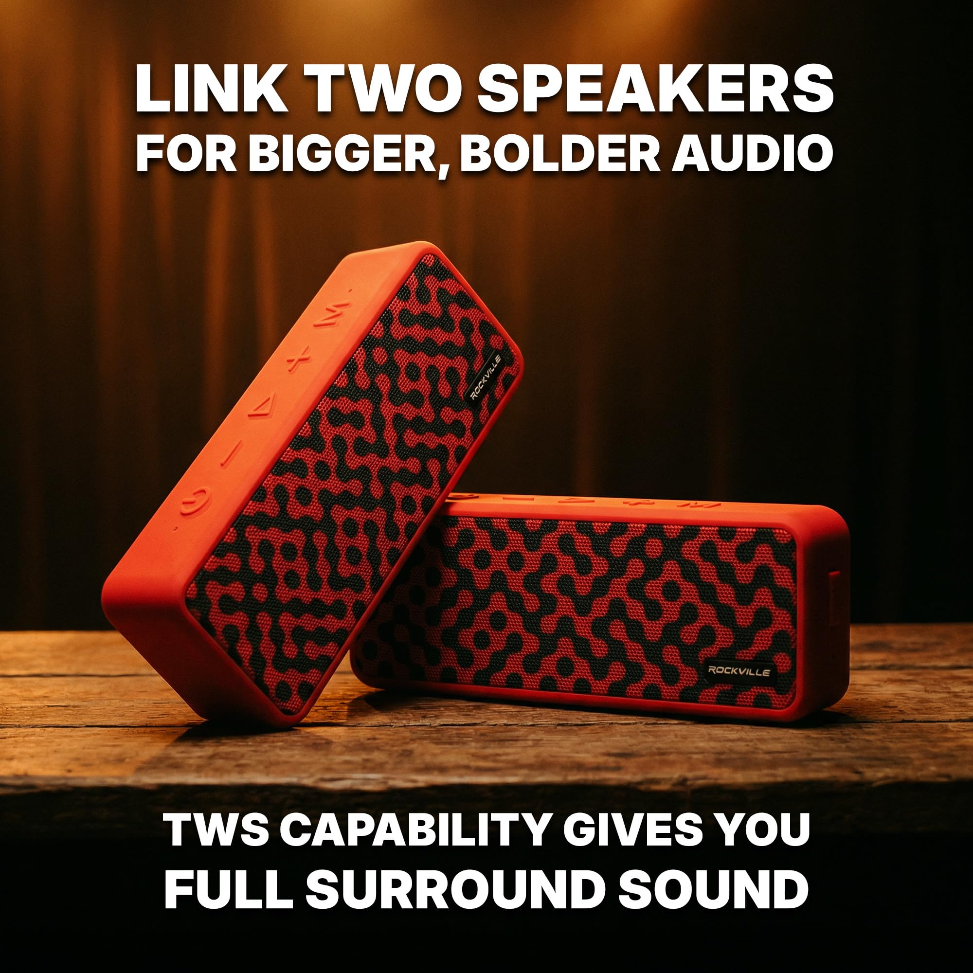 Rockville Faze Portable Bluetooth Speaker TWS Wireless Link 36 Hour Battery