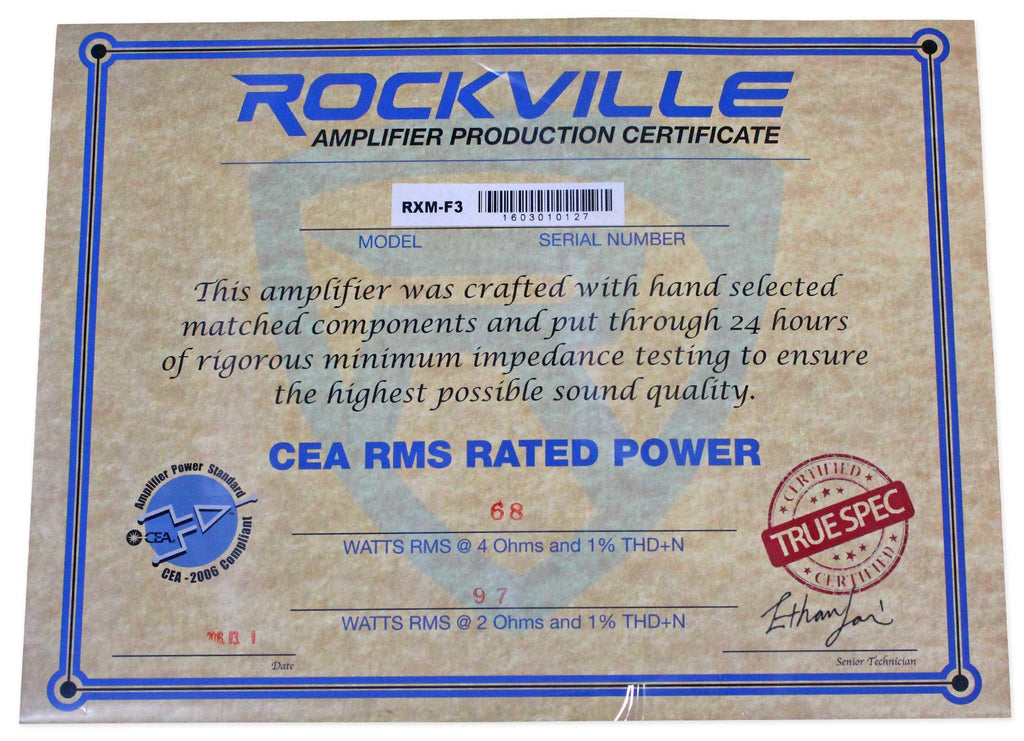 Rockville Rxm-f3 1600 Watt Peak/800w RMS Marine/Boat 4 Channel Amplifier Amp New