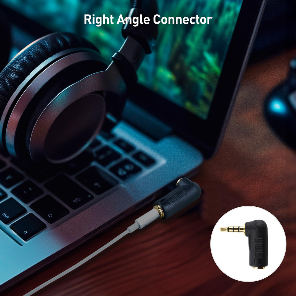 Cable Matters 2-Pack TRRS Right Angle 3.5mm Adapter in Black (3.5mm Right Angle Adapter, 90 Degree Audio Converter)