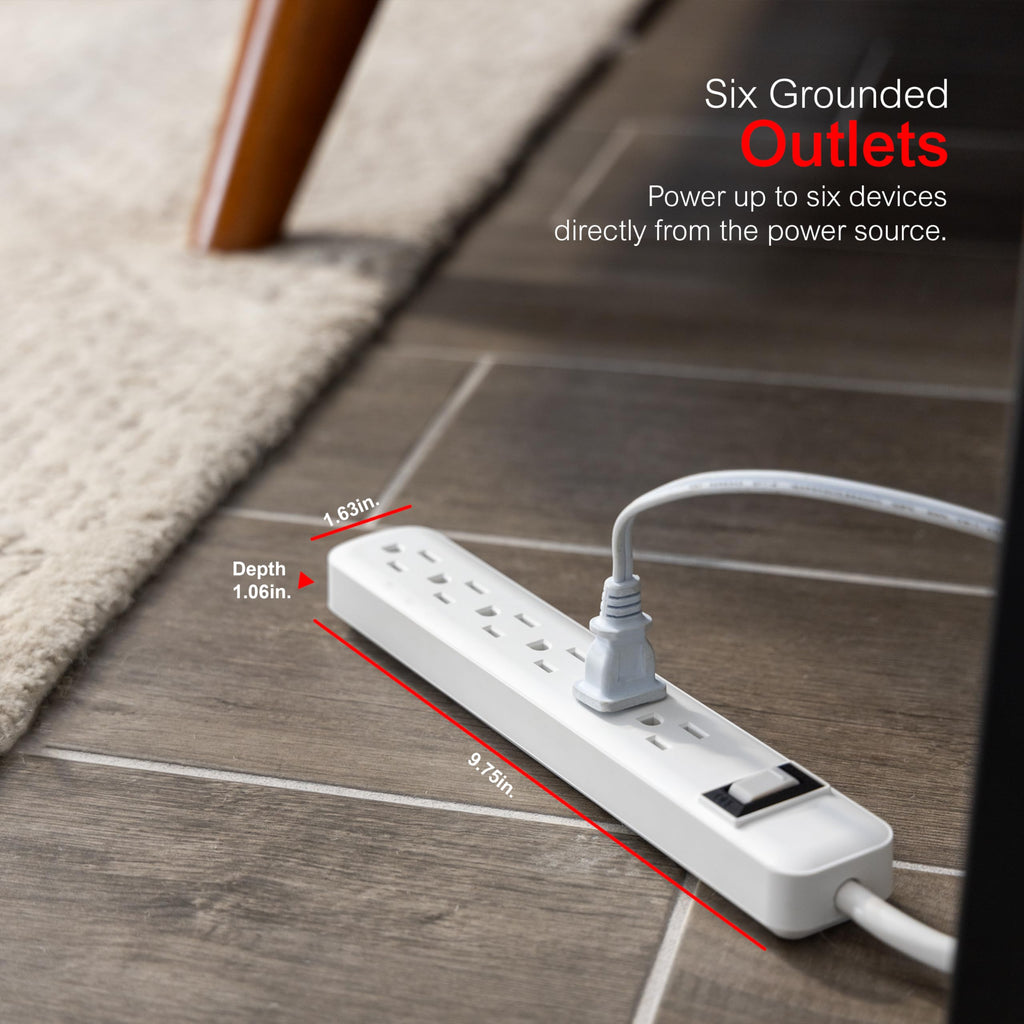 GE 14709 104J 6-Outlet Surge Protector Strip - 2 Pack