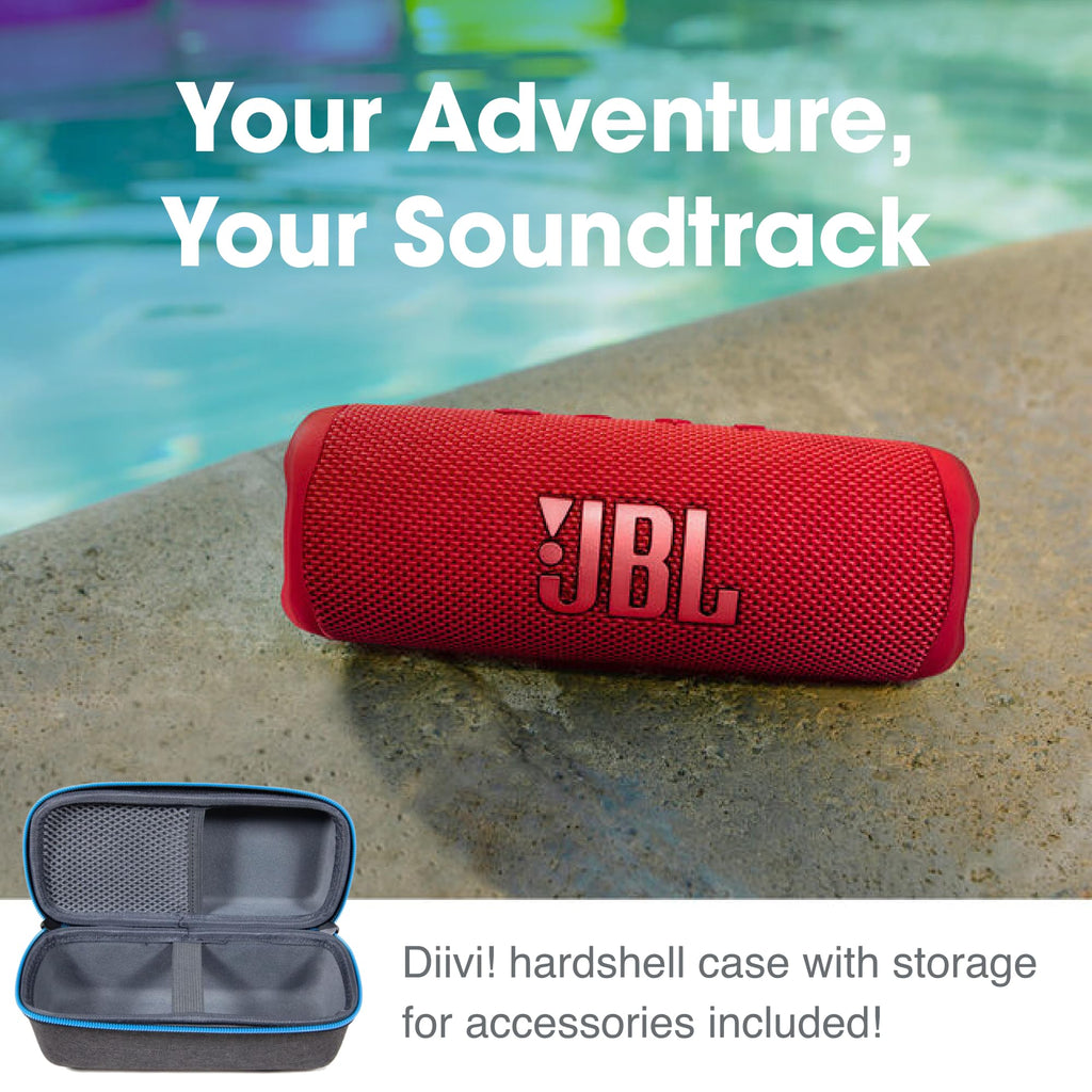 JBL Flip 6 (White) + Bundle with divvi! Protective Hardshell Case (Black)