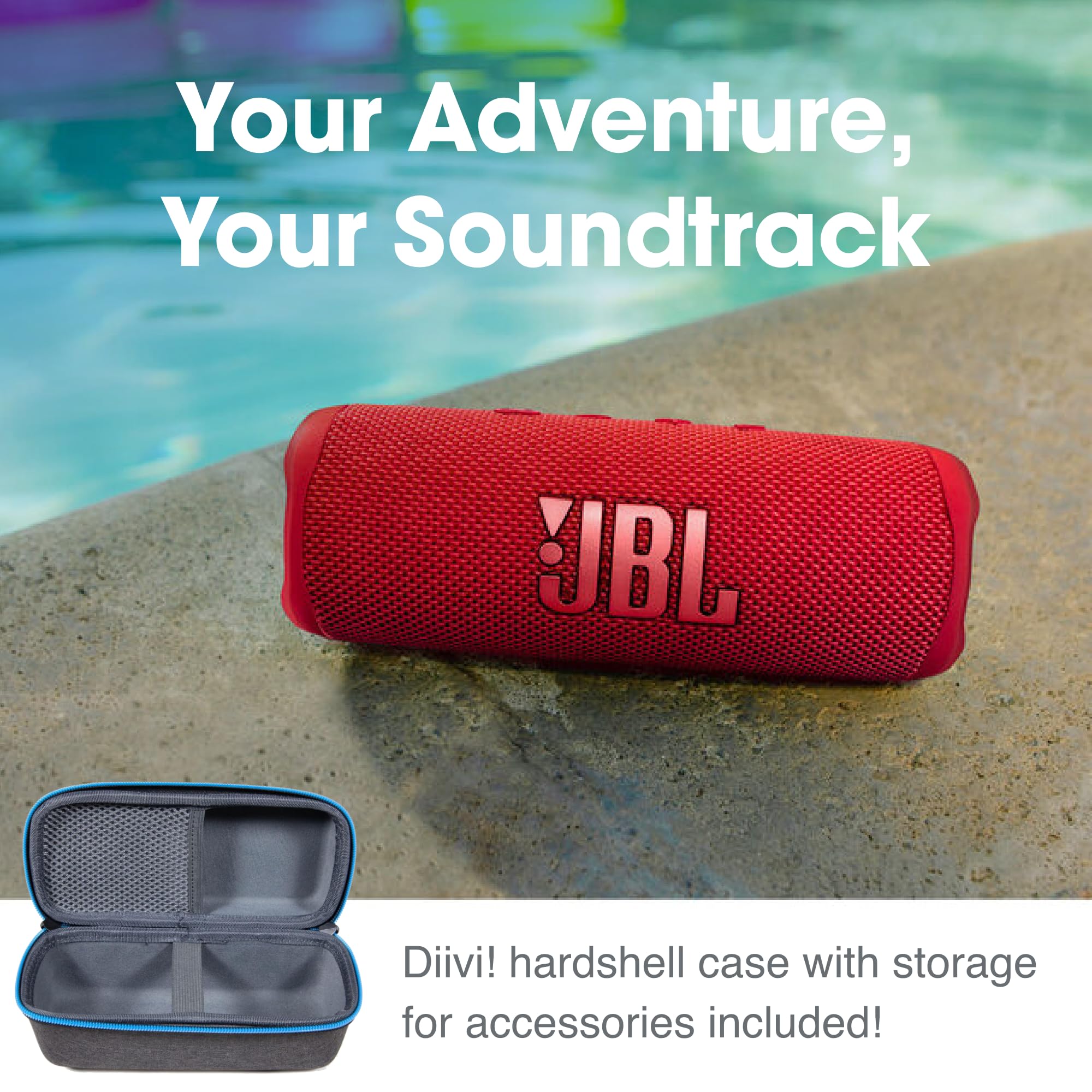 JBL Flip 6 (White) + Bundle with divvi! Protective Hardshell Case (Black)