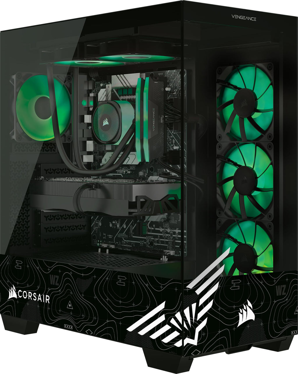 Corsair Vengeance a7500 Call of Duty® Warzone Edition Gaming PC – Liquid Cooled AMD Ryzen™ 7 9800X3D CPU – AMD® Radeon RX 9070XT GPU – 32GB Vengeance RGB DDR5 Memory – 2TB M.2 SSD – Black