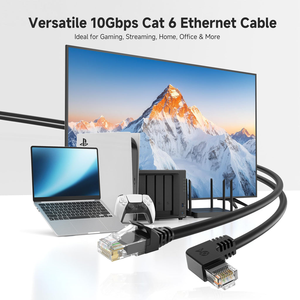 Cable Matters Combo-Pack 90 Degree Cat 6, Cat6 Right Angle Ethernet Cable 3 ft (Left Angle + Right Angle Cat6 Cable)