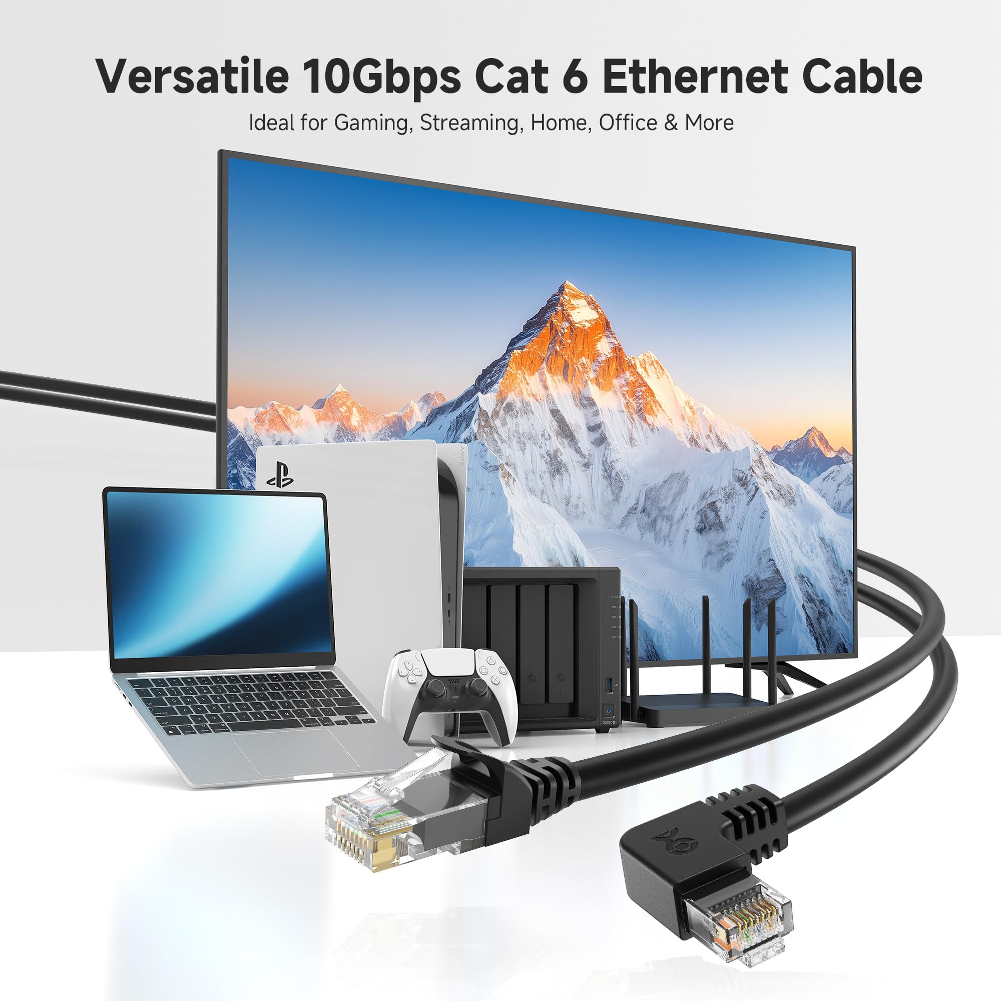 Cable Matters Combo-Pack 90 Degree Cat 6, Cat6 Right Angle Ethernet Cable 3 ft (Left Angle + Right Angle Cat6 Cable)