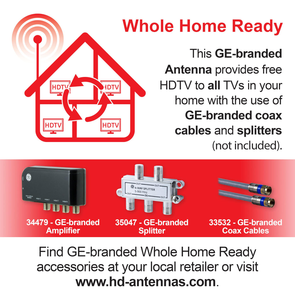 GE Outdoor/Attic TV Antenna, Long Range, 4K 1080P VHF UHF Digital HDTV, J Mount Included, Weather Resistant, 29884
