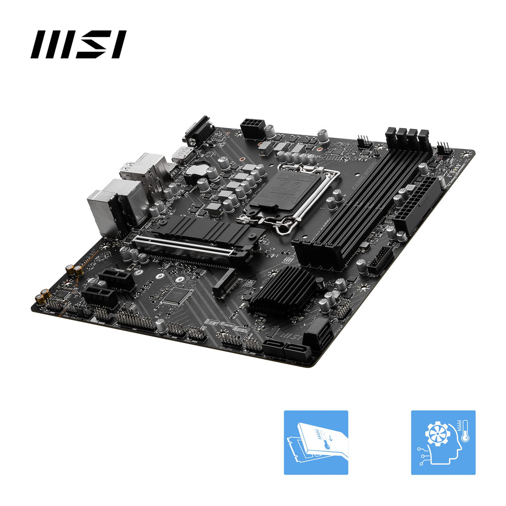 MSI PRO B760M-P DDR4 Motherboard, Micro-ATX - Supports Intel 14th, 13th & 12th Gen Core Processors, LGA 1700 - DDR4 Memory Boost 4800+MHz/OC, PCIe 4.0 x16 Slot, M.2 Gen4 Slots