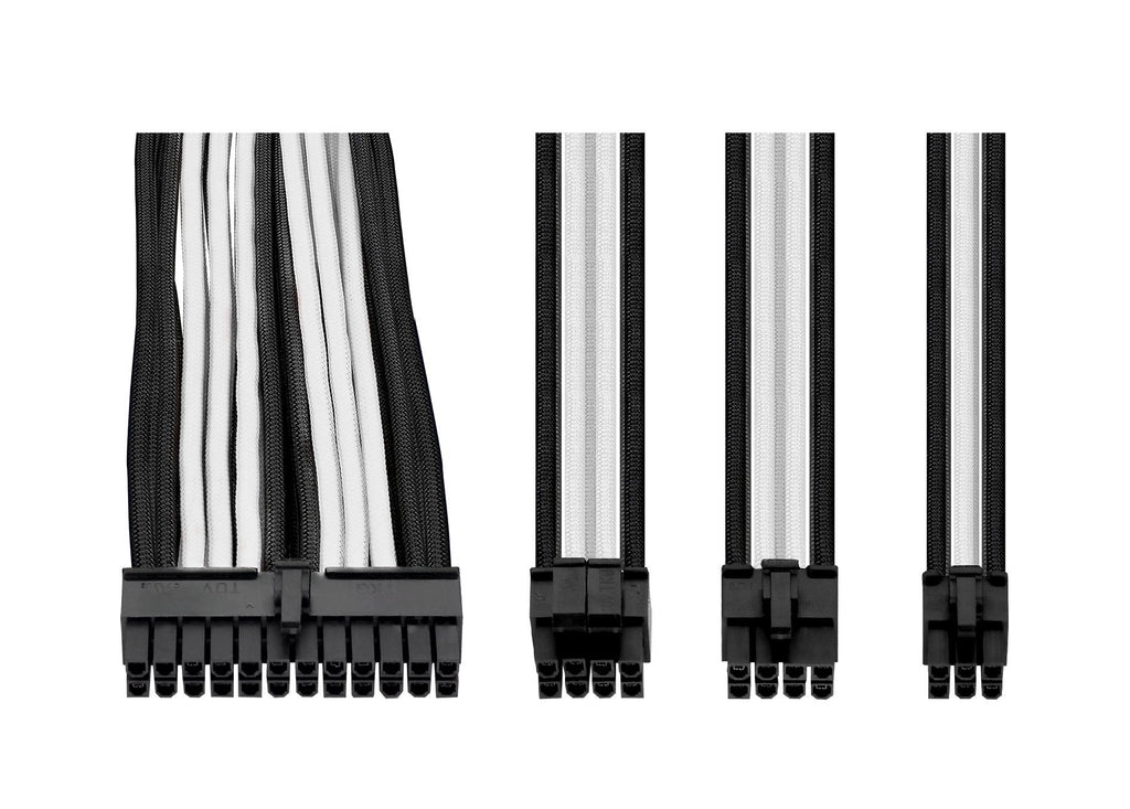 Thermaltake TtMod Sleeve Extension Power Supply Cable Kit ATX/EPS/8-pin PCI-E/6-pin PCI-E with Combs, White/Black AC-048-CN1NAN-A1