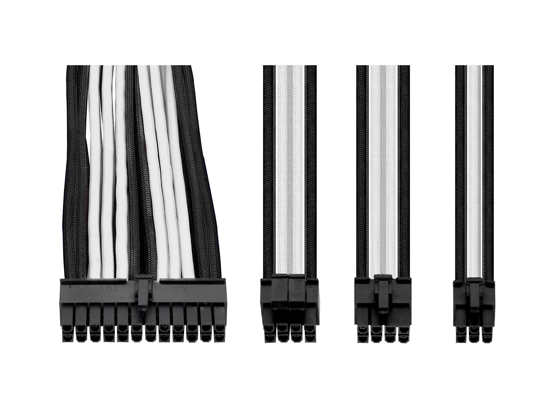 Thermaltake TtMod Sleeve Extension Power Supply Cable Kit ATX/EPS/8-pin PCI-E/6-pin PCI-E with Combs, White/Black AC-048-CN1NAN-A1