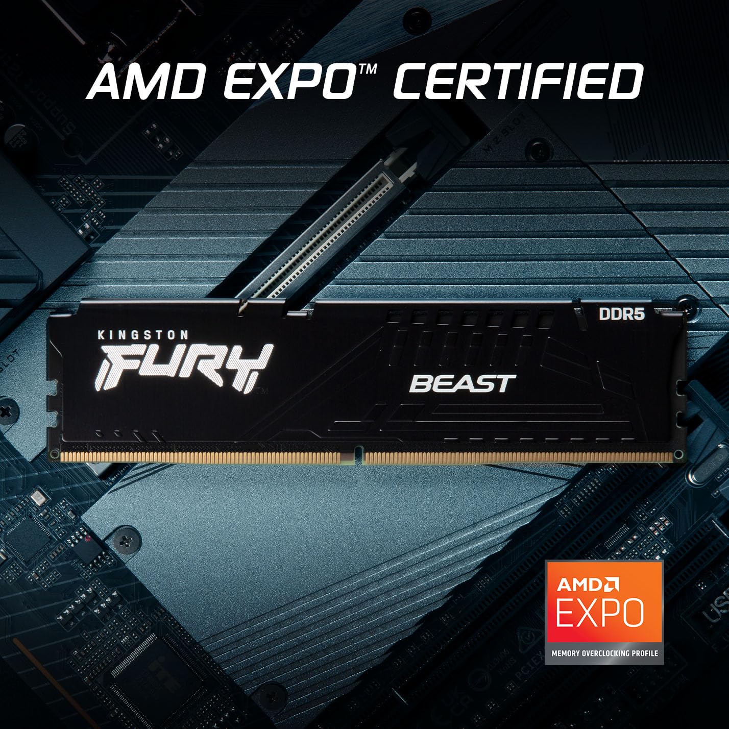 Kingston FURY Beast Black DDR5 16GB 6800MT/s CL34 DIMM Desktop Gaming Memory Single Module AMD EXPO and Intel XMP - KF568C34BBE-16
