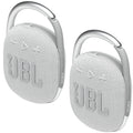 JBL 2 Pack Clip 4 Waterproof Wireless Audio Bluetooth Speaker Bundle (White)