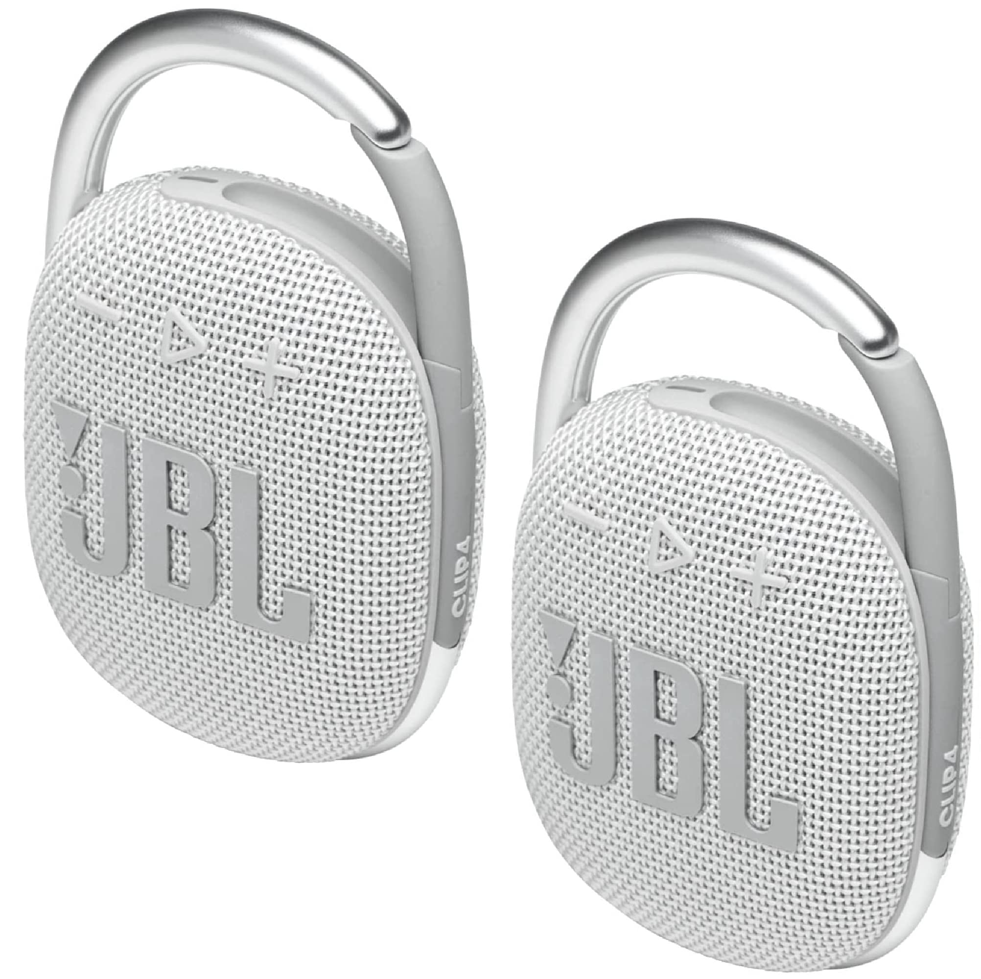 JBL 2 Pack Clip 4 Waterproof Wireless Audio Bluetooth Speaker Bundle (White)