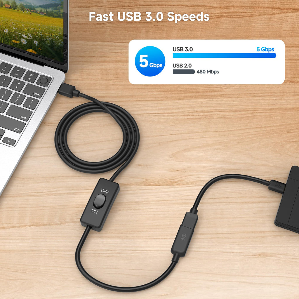 Cable Matters 6 ft USB 3.0 Extension Cable with On/Off Switch, Supports Both Data and Power, Ideal for USB-Powered Devices, Web Cameras, and Microphones