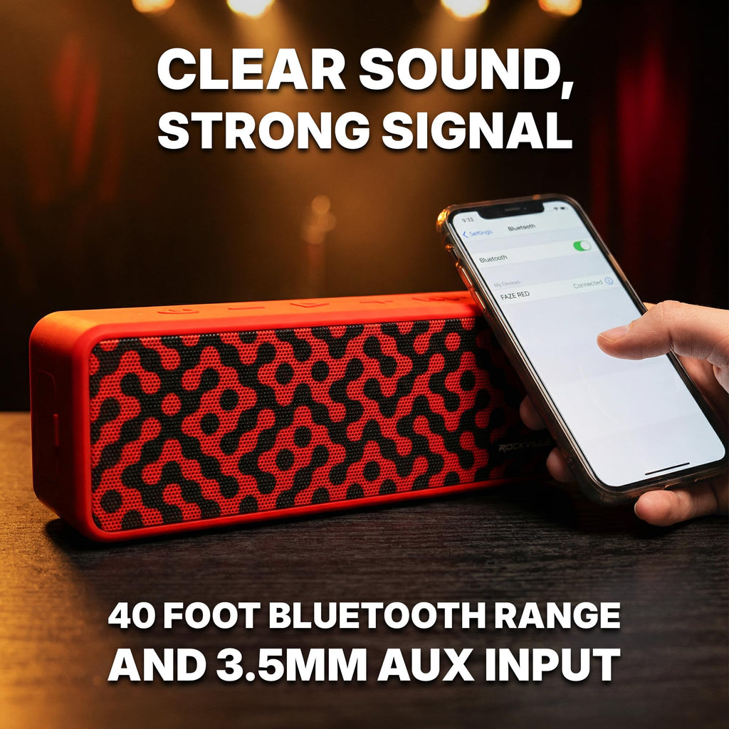 Rockville Faze Portable Bluetooth Speaker TWS Wireless Link 36 Hour Battery