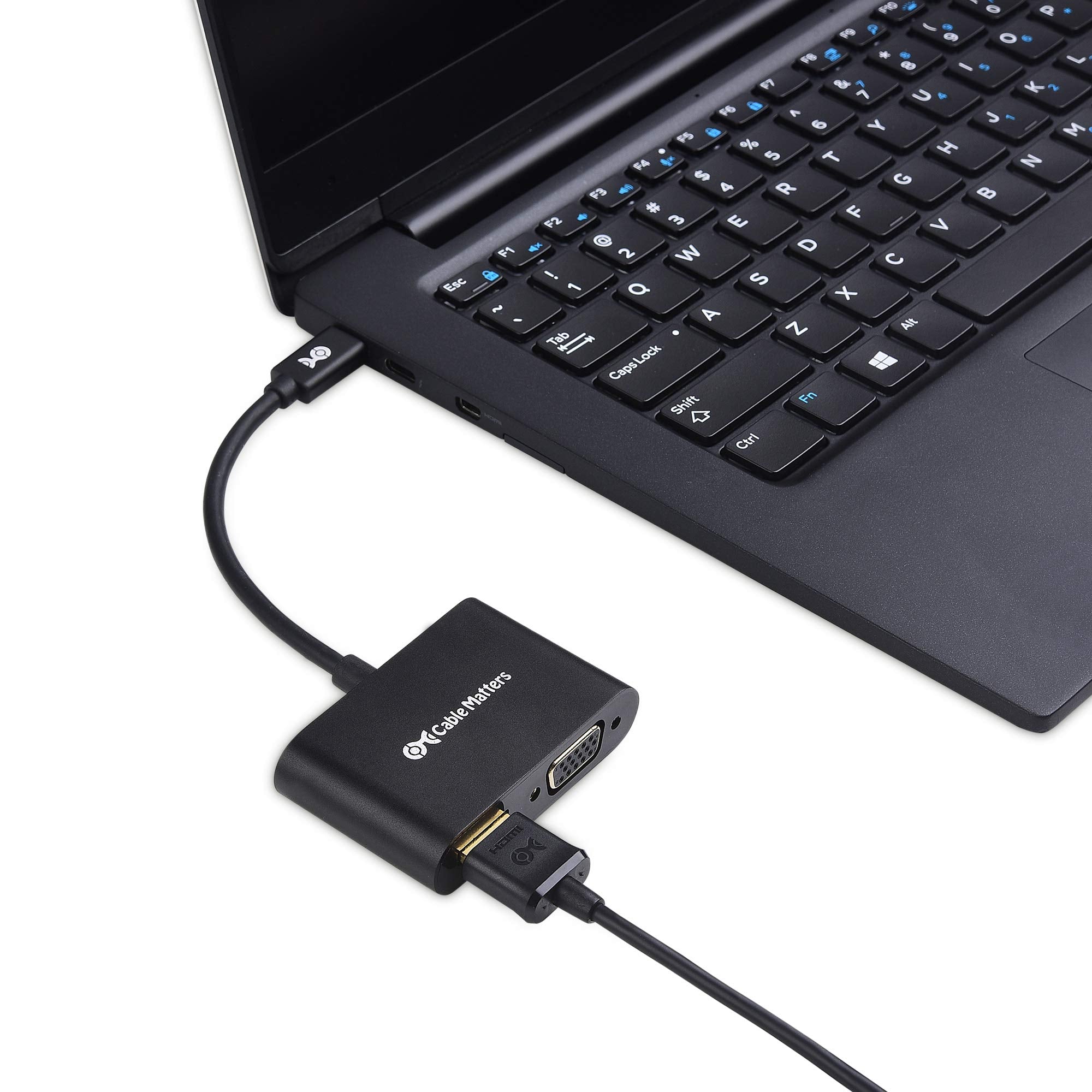 Cable Matters Aluminum USB C to HDMI VGA Adapter for MacBook, Chromebook Plus, Surface Book 2 and More (Thunderbolt 3 Port Compatible)