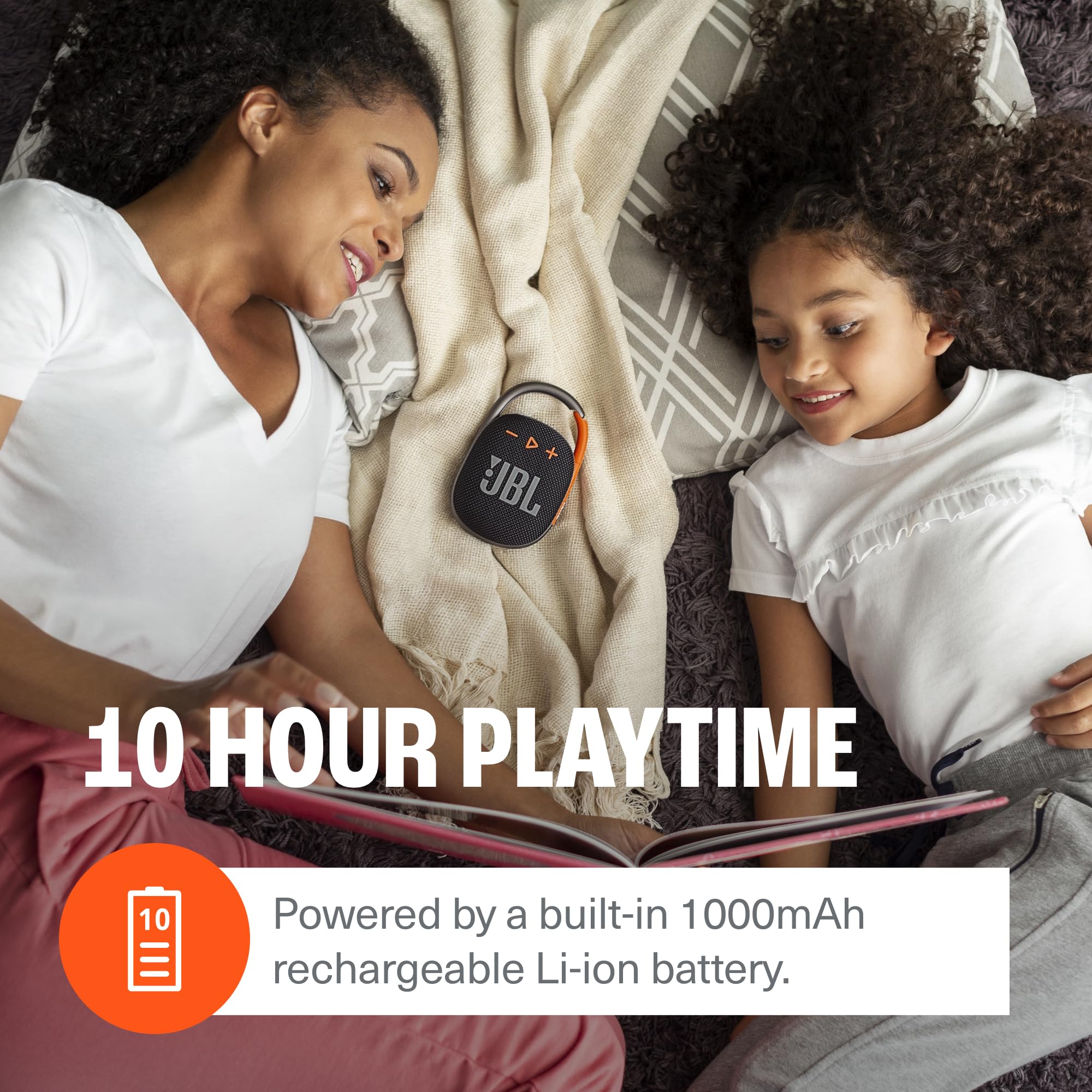 JBL Clip 4 - Portable Mini Bluetooth Speaker, Big Audio and Punchy bass, Integrated Carabiner, IP67 Waterproof and dustproof, 10 Hours of Playtime, Speaker for Home, Outdoor and Travel - (Squad)