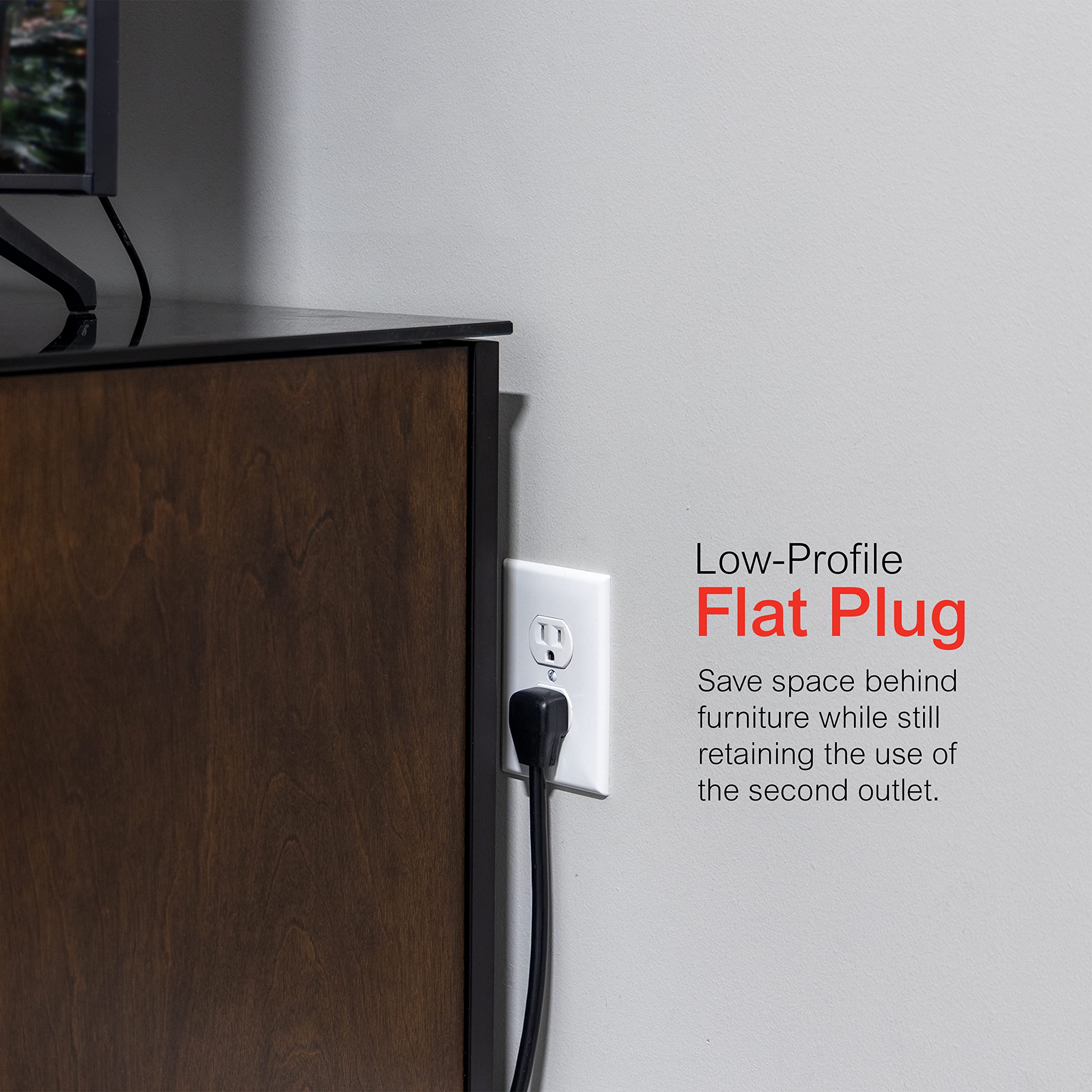 GE UltraPro 12-Outlet Surge Protector, Tethered 2 USB Ports, 8 Ft Power Cord, 4320 Joules, Flat Plug, Power Filter, Circuit Breaker, Warranty, UL Listed, Black, 11824