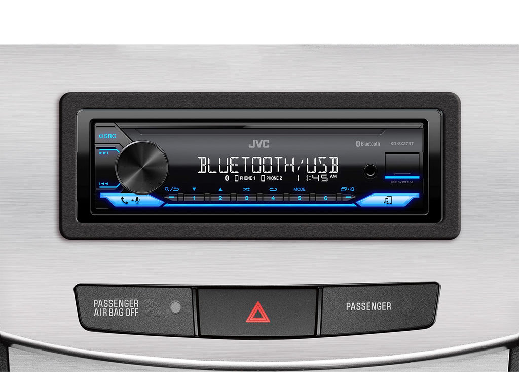 JVC KD-SX27BT Car Stereo with Bluetooth, 100W Digital Media Receiver, 1.5A USB to Charge Devices, Single DIN Head Unit, AM/FM, Aux-in, JVC Remote App
