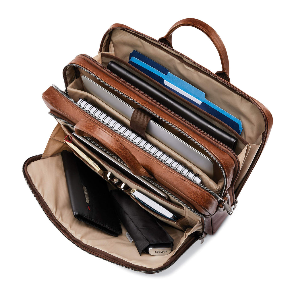 Samsonite Unisex-Adult Classic Leather Toploader Briefcase, Cognac, One Size, Classic Leather Toploader Briefcase