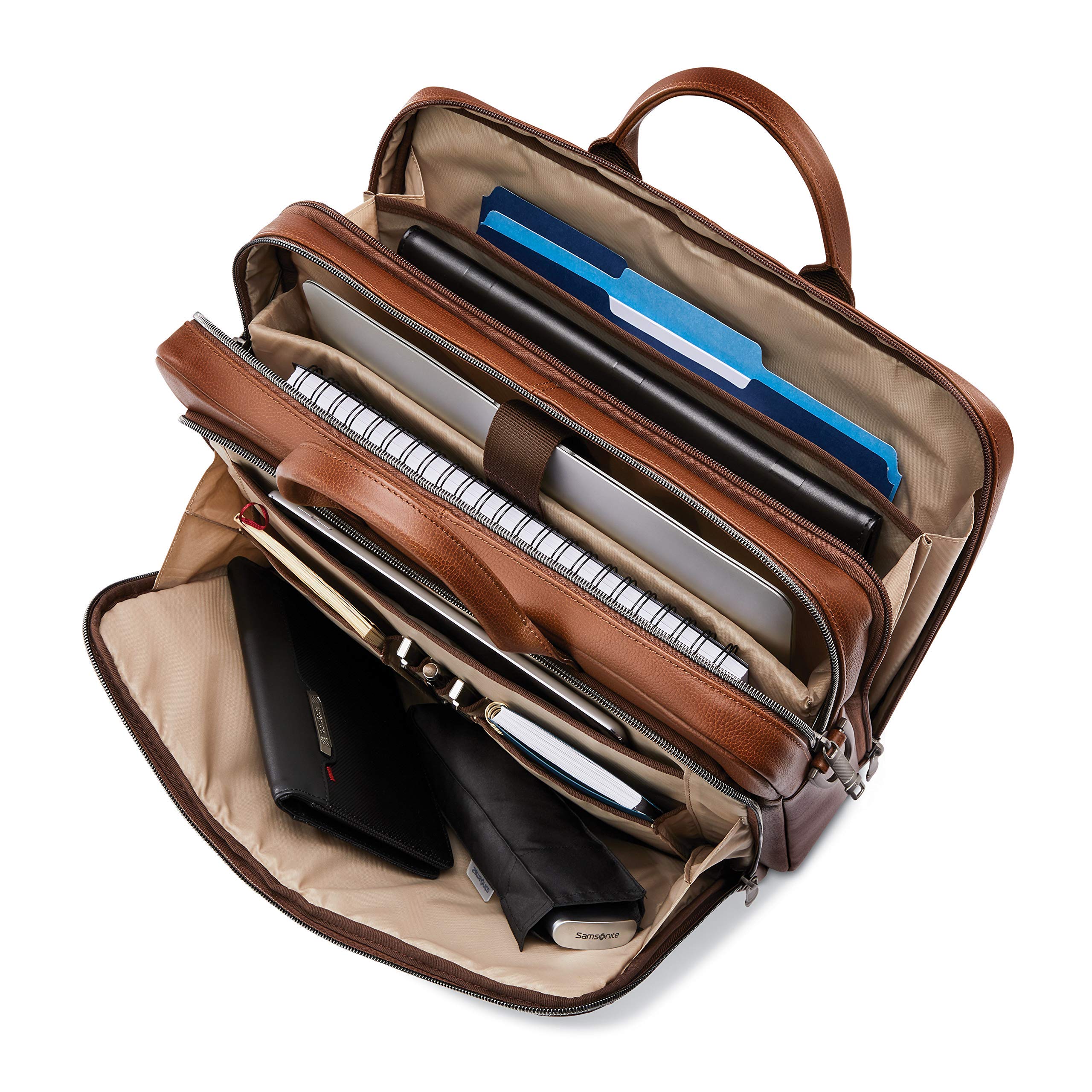 Samsonite Unisex-Adult Classic Leather Toploader Briefcase, Cognac, One Size, Classic Leather Toploader Briefcase
