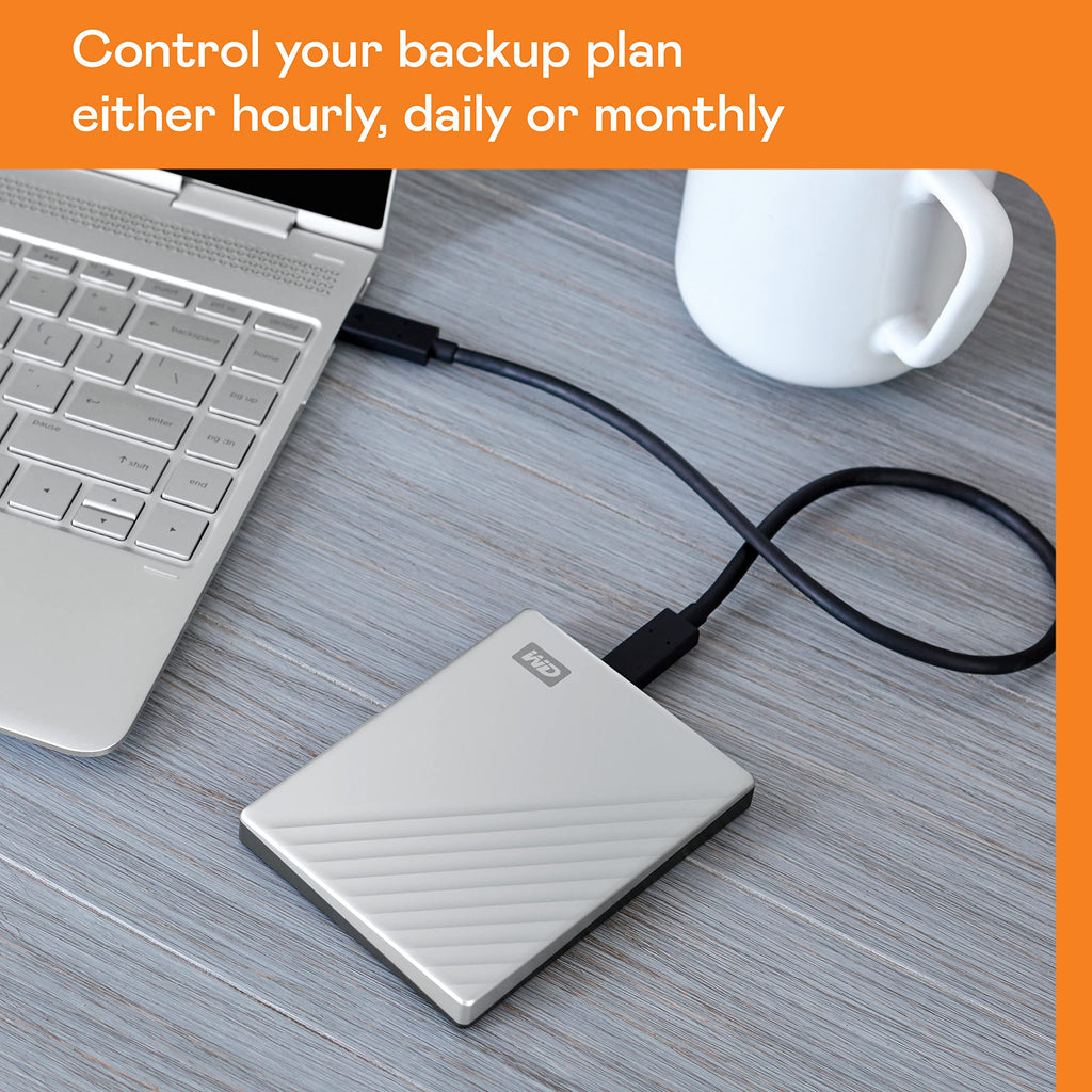 WD 2TB My Passport Ultra, portable external storage, external hard drive, software with defense against ransomware, backup and password protection, Works with PC, Xbox S|X, Playstation, Silver