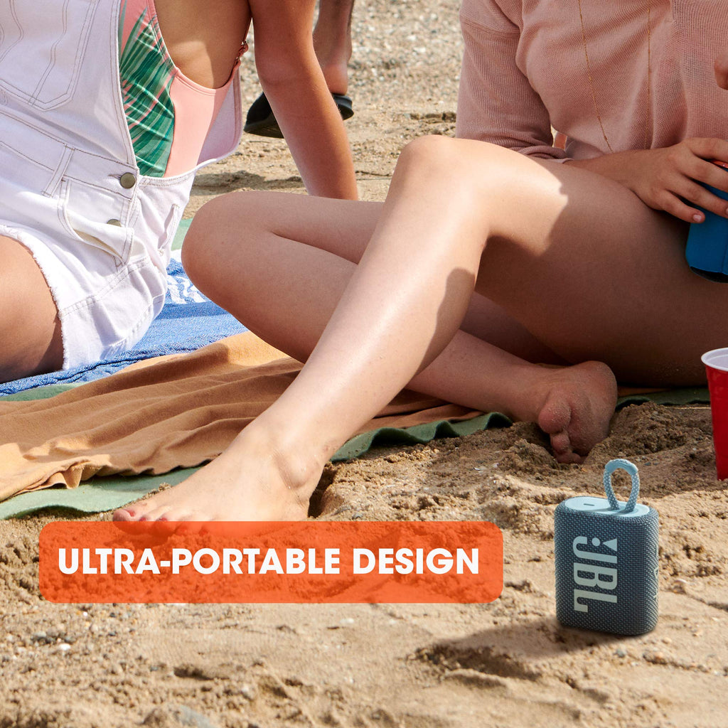 JBL GO 3 Small Bluetooth - Waterproof, Portable Speaker for on the Go - Up to 5h Playback Time with Just One Battery Charge - White