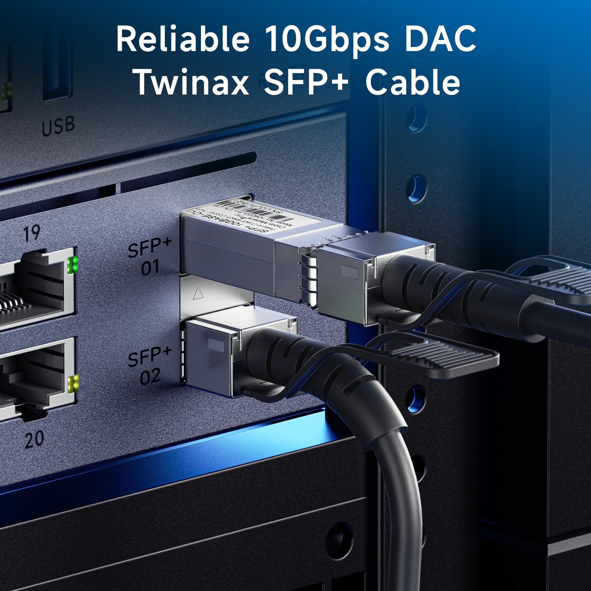 Cable Matters 10Gbps DAC Twinax SFP Cable - 2m / 6.6ft, 10GBASE-CU Passive Direct Attach Copper Twinax SFP+ Cable, Compatible with Cisco, Ubiquiti, Huawei, Netgear, & Supermicro Devices