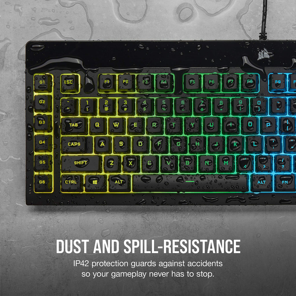 Corsair K55 RGB PRO Wired Gaming Keyboard Membrane � IP42 Anti-Dust and Overflow � 6 Macro Keys with Elgato Integration � Compatible with iCUE � QWERTY NA � PC, Mac, Xbox � Black