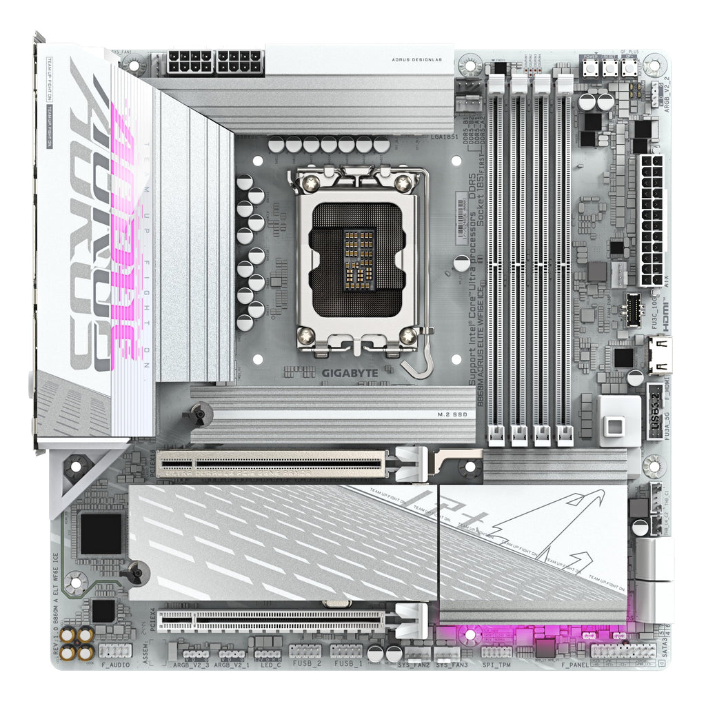 GIGABYTE B860M AORUS Elite WF6E ICE Motherboard - Intel Core Ultra Series CPUs, 12+1+2+1 Phases VRM, up to 9200MHz DDR5, 1xPCIe 5.0 + 2xPCIe 4.0 M.2, 2.5GbE LAN, WiFi 6E, USB 4