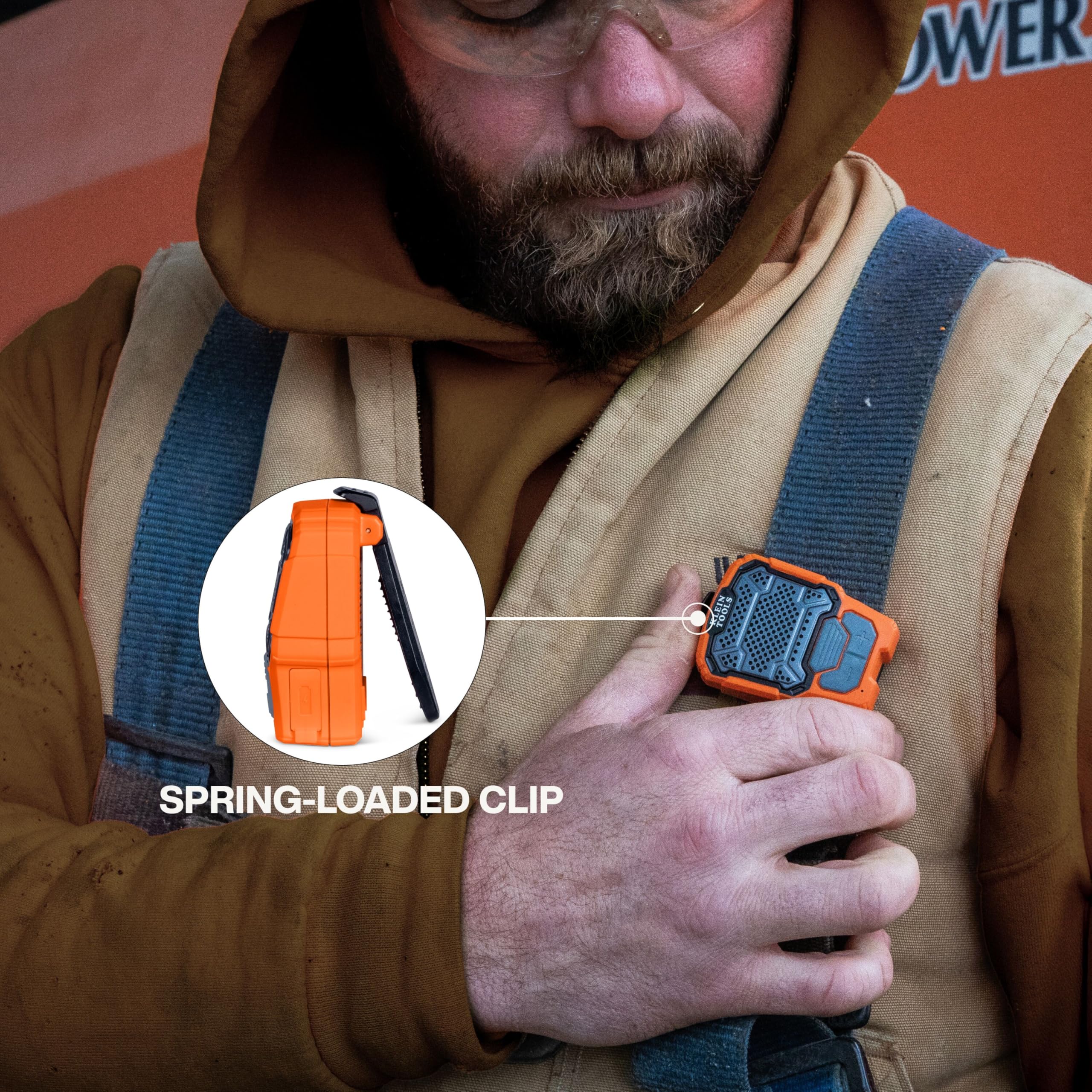 Klein Tools AEPWS1 Wearable Bluetooth Speaker, Portable, Waterproof IP67, Magnetic Clip, Mini Speaker for Hands Free Audio