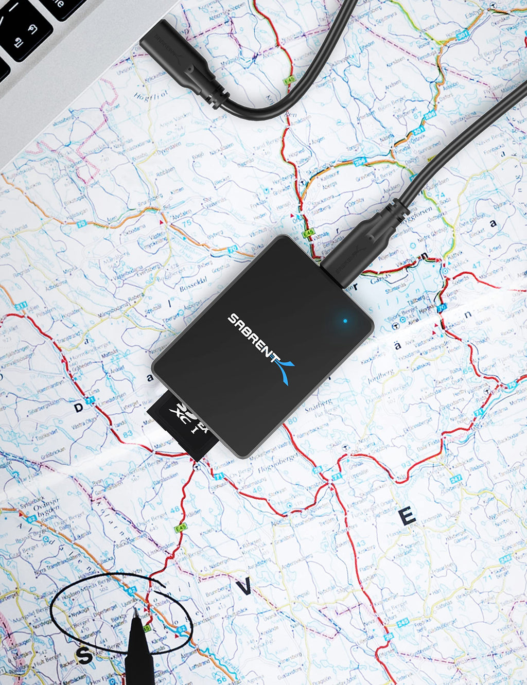 SABRENT SD Express 7.1 USB C Card Reader, USB 3.2 External Memory Card Reader high speed Data transfer 985 MBps, SD-Express adapter compatible with V90, V60, V30, UHS-II, UHS I, SD Cards (CR-SDX7)