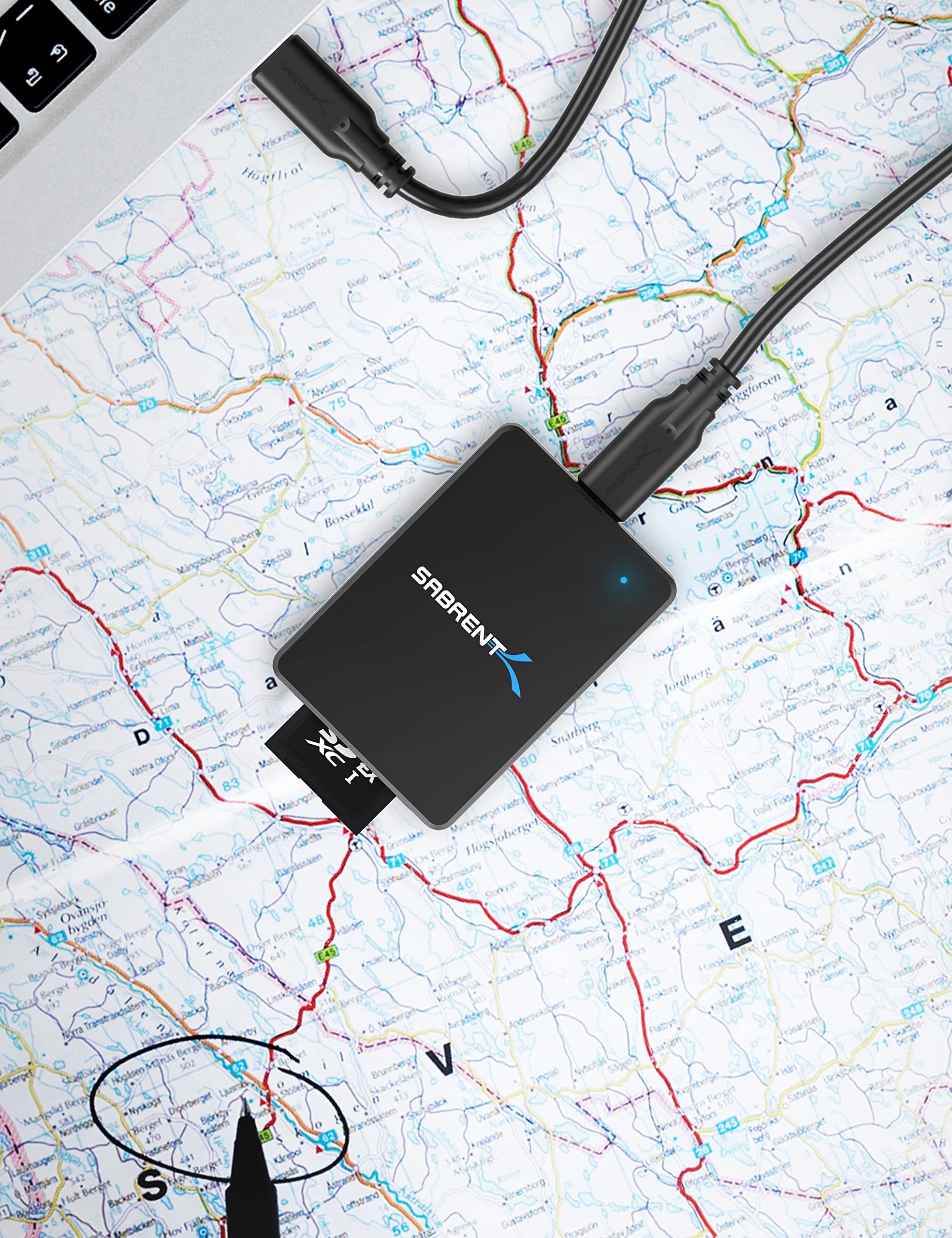 SABRENT SD Express 7.1 USB C Card Reader, USB 3.2 External Memory Card Reader high speed Data transfer 985 MBps, SD-Express adapter compatible with V90, V60, V30, UHS-II, UHS I, SD Cards (CR-SDX7)