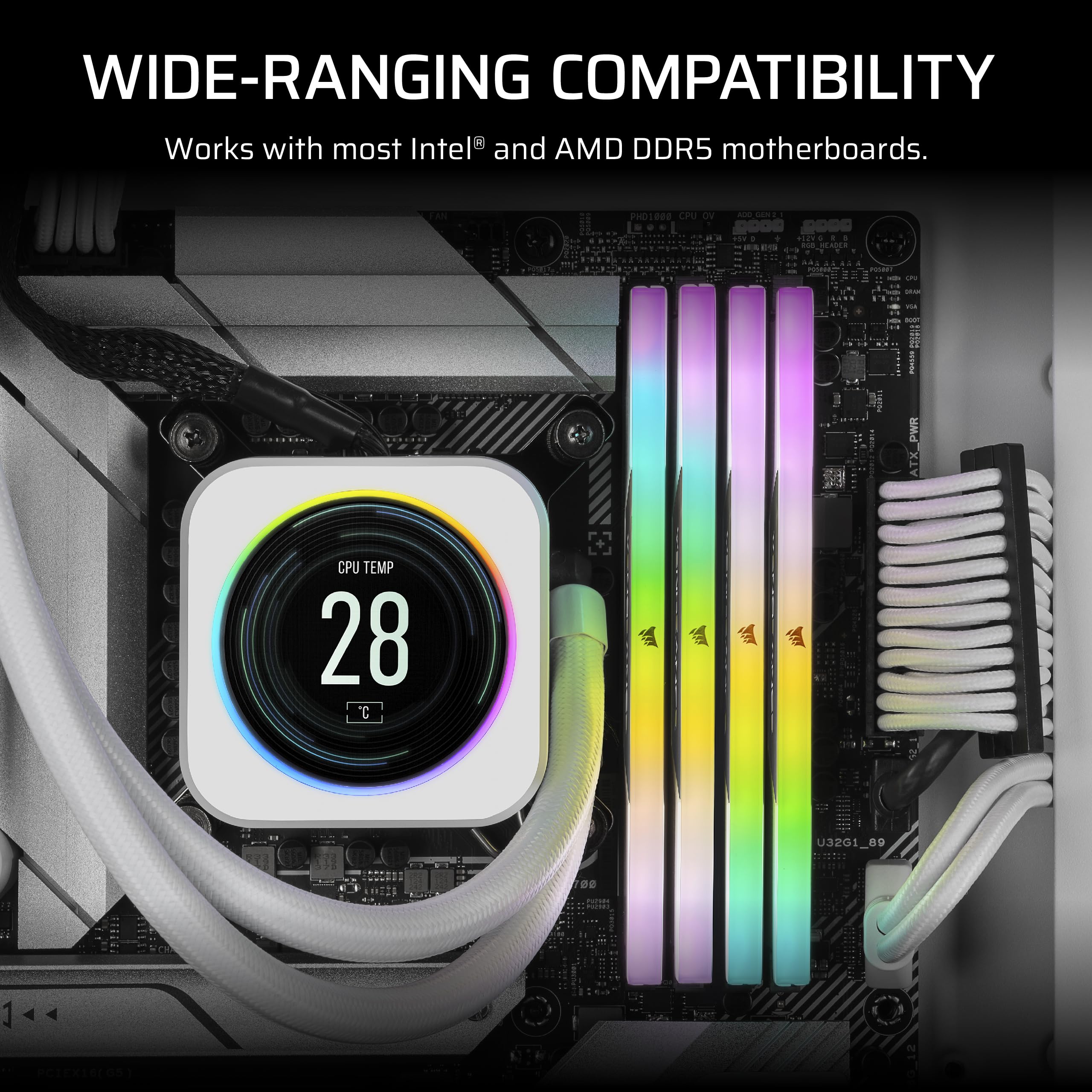 CORSAIR VENGEANCE RGB DDR5 Light Enhancement Kit (No Physical Memory) � White