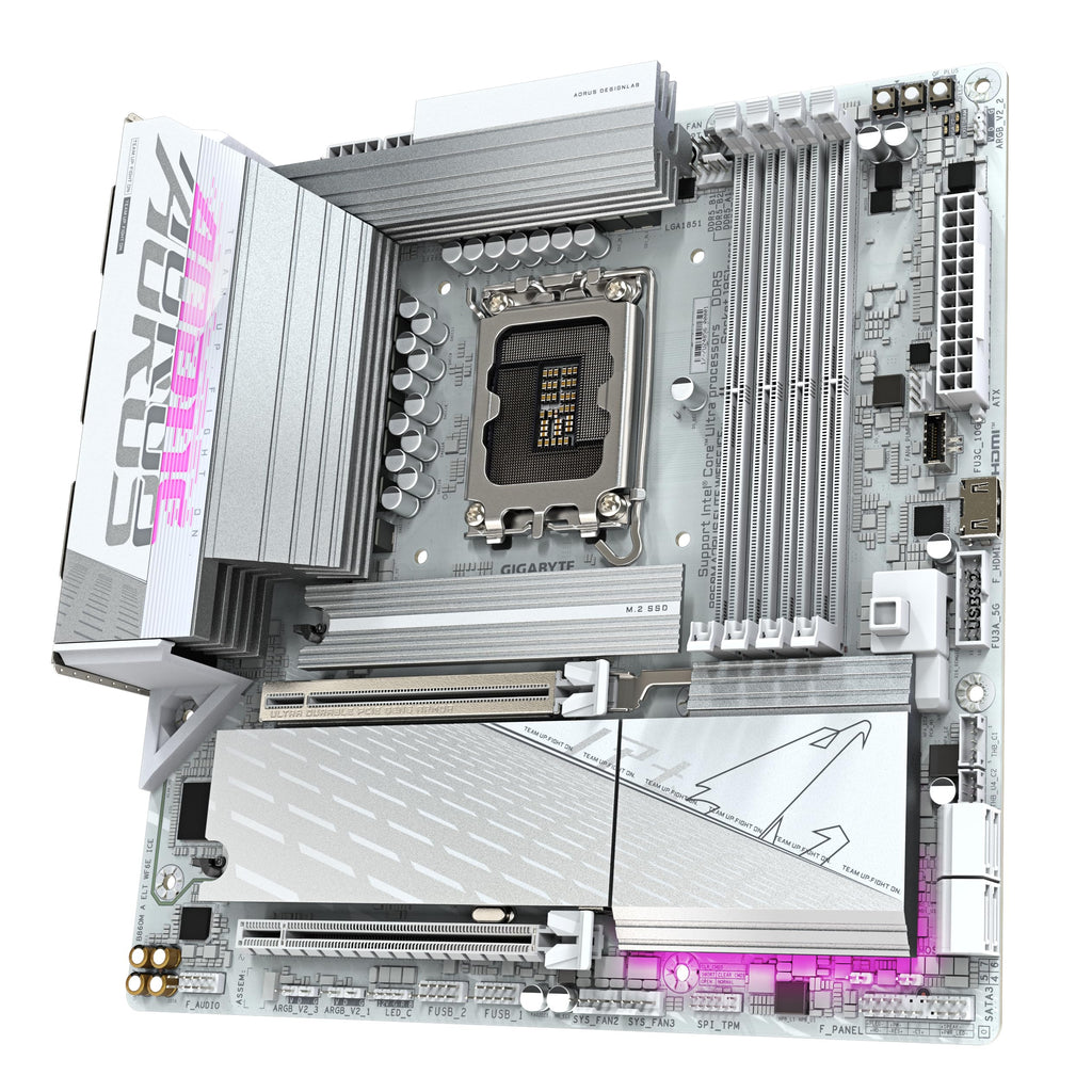 GIGABYTE B860M AORUS Elite WF6E ICE Motherboard - Intel Core Ultra Series CPUs, 12+1+2+1 Phases VRM, up to 9200MHz DDR5, 1xPCIe 5.0 + 2xPCIe 4.0 M.2, 2.5GbE LAN, WiFi 6E, USB 4