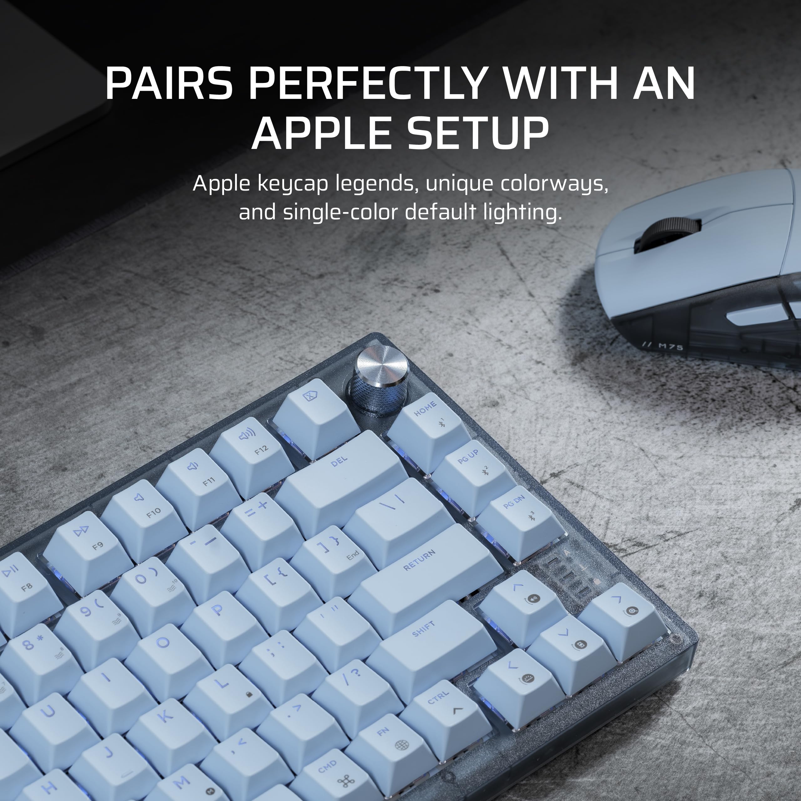 Corsair K65 Plus Wireless 75% RGB Hot-Swappable Mechanical Gaming Keyboard for Mac and iPad � Pre-Lubricated MLX Red v2 Linear Switches, Sound Dampening � QWERTY NA Layout � Glacier Blue