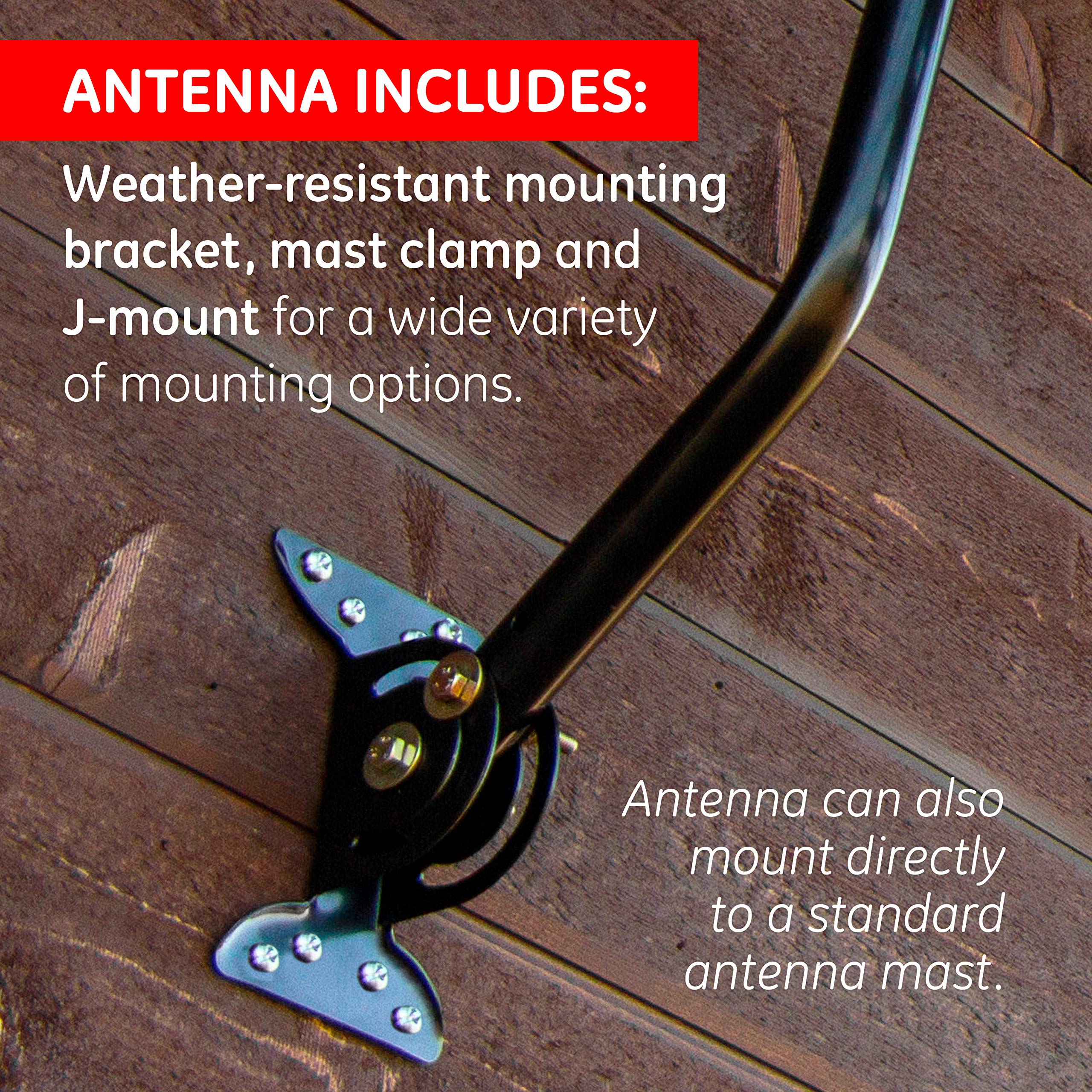 GE Outdoor HD Digital TV Antenna, Long Range OTA HDTV Antenna, Yagi Style Design, Supports 4K 1080P HD Smart TV VHF UHF, J Mount Included for Attic or Outdoor, Weather Resistant, 33685