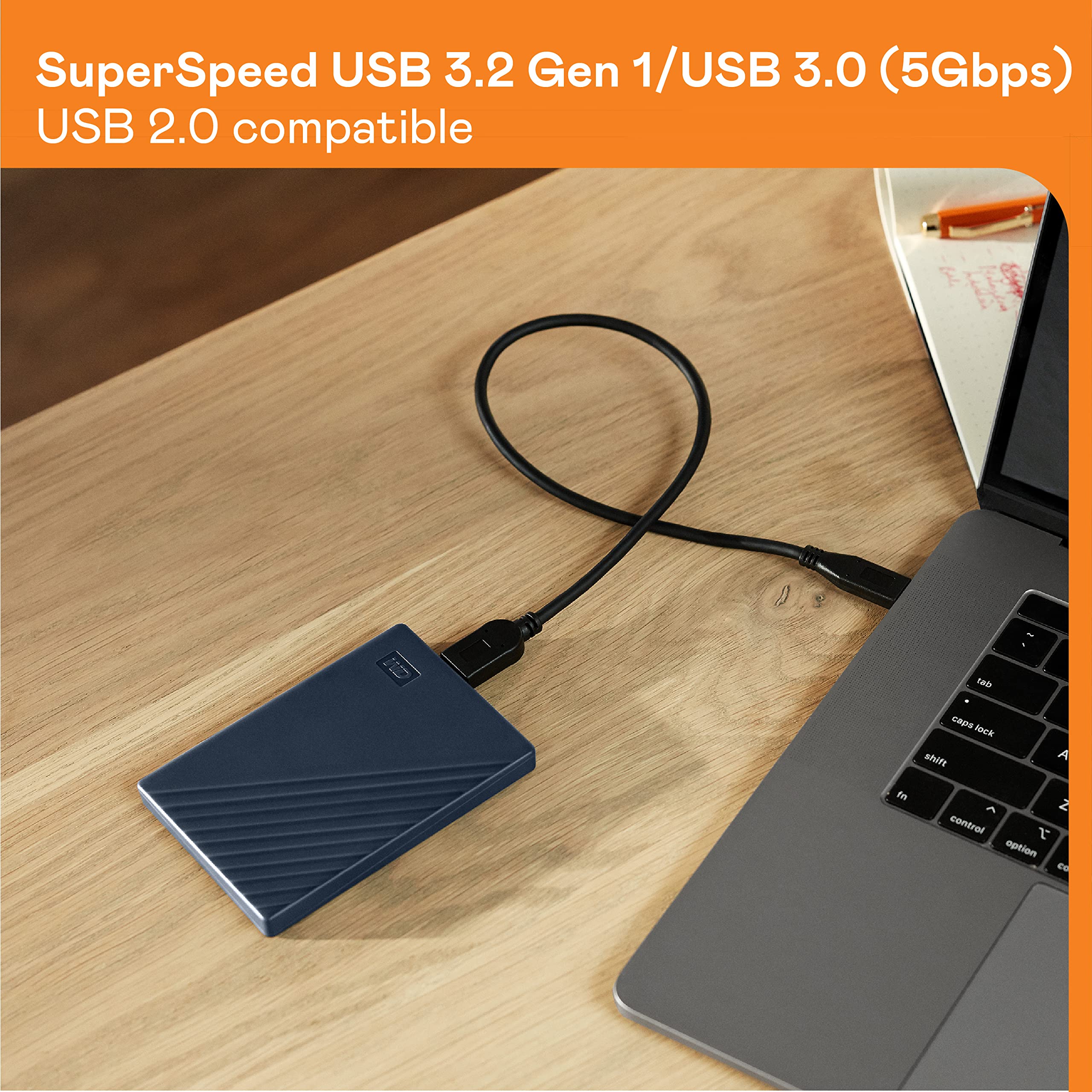WD 5TB My Passport for Mac portable external storage, USB 3.0, Mac Compatible external hard drive, software for device management, backup and password protection, Time Machine Ready, Midnight Blue