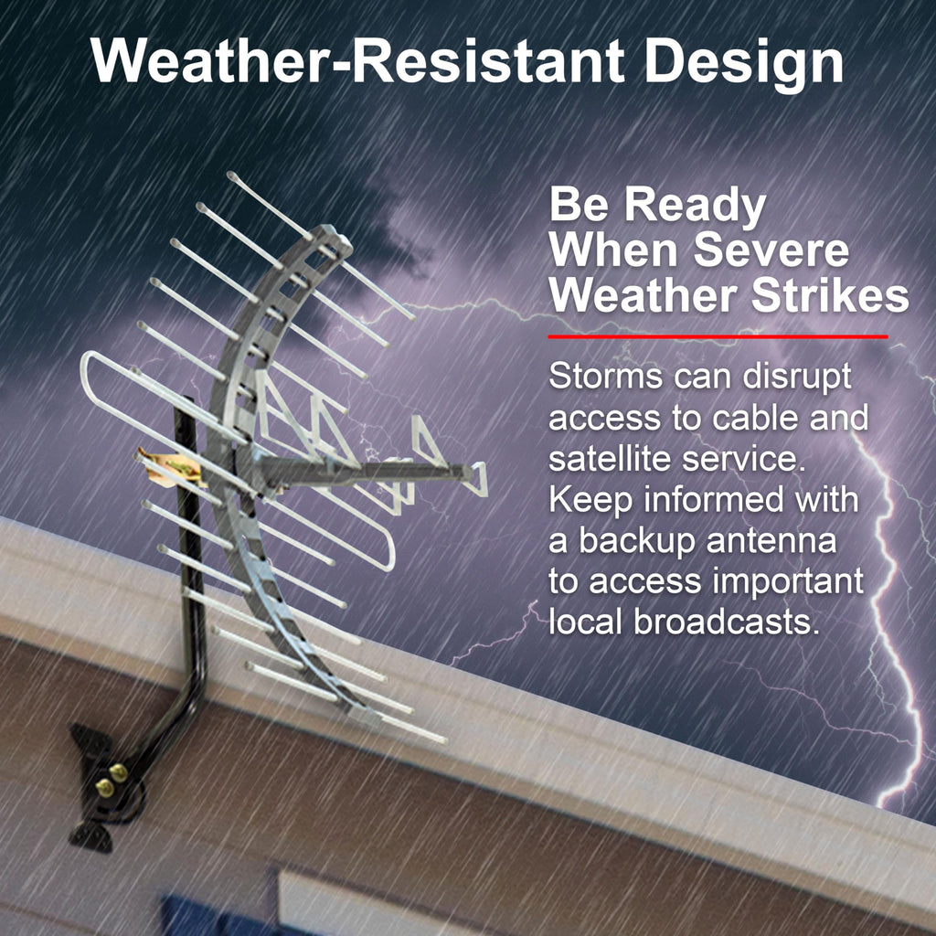 GE Outdoor/Attic TV Antenna, Long Range, 4K 1080P VHF UHF Digital HDTV, J Mount Included, Weather Resistant, 29884