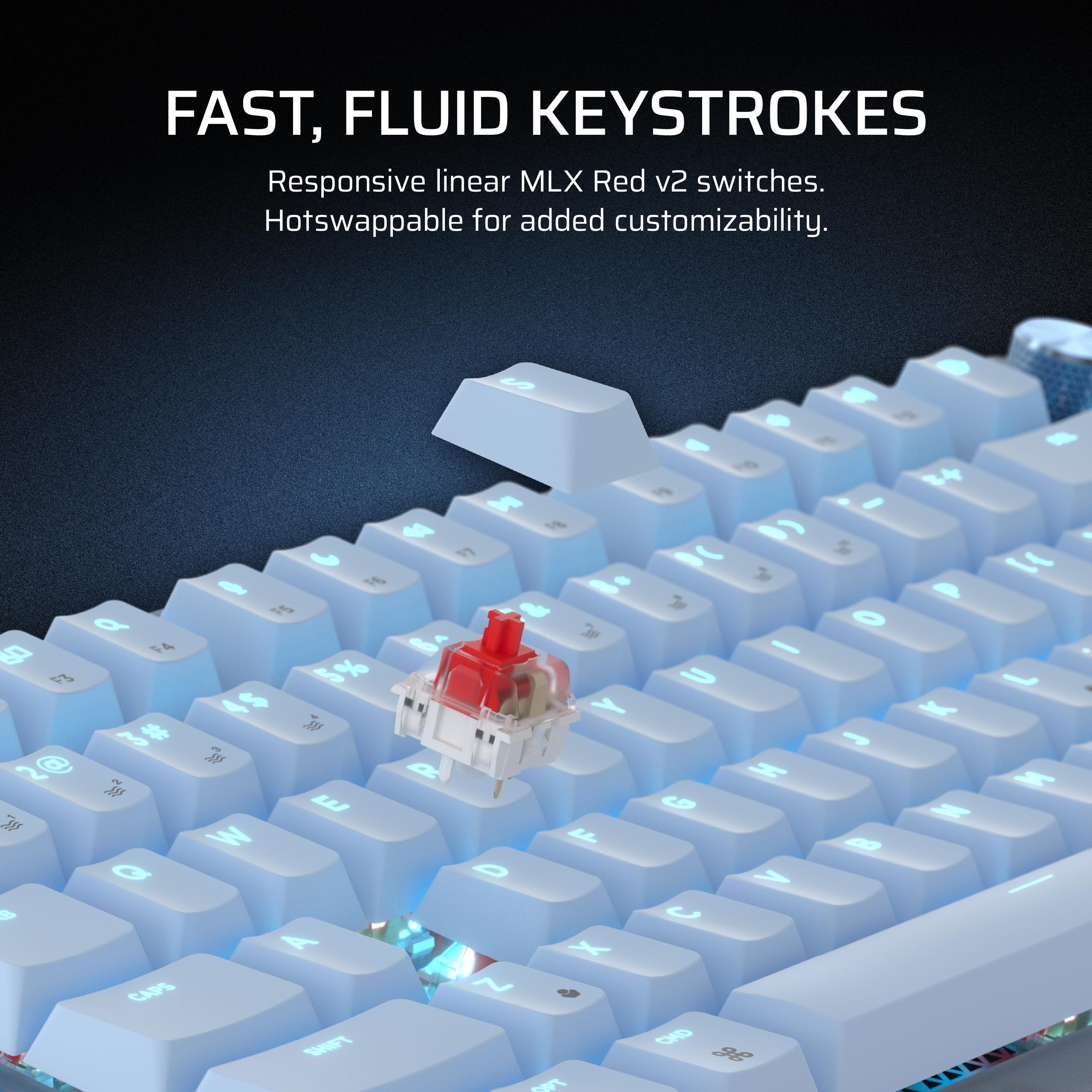 Corsair K65 Plus Wireless 75% RGB Hot-Swappable Mechanical Gaming Keyboard for Mac and iPad � Pre-Lubricated MLX Red v2 Linear Switches, Sound Dampening � QWERTY NA Layout � Glacier Blue