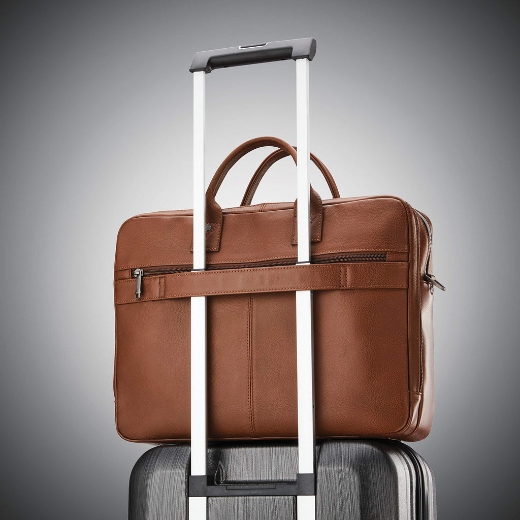 Samsonite Unisex-Adult Classic Leather Toploader Briefcase, Cognac, One Size, Classic Leather Toploader Briefcase